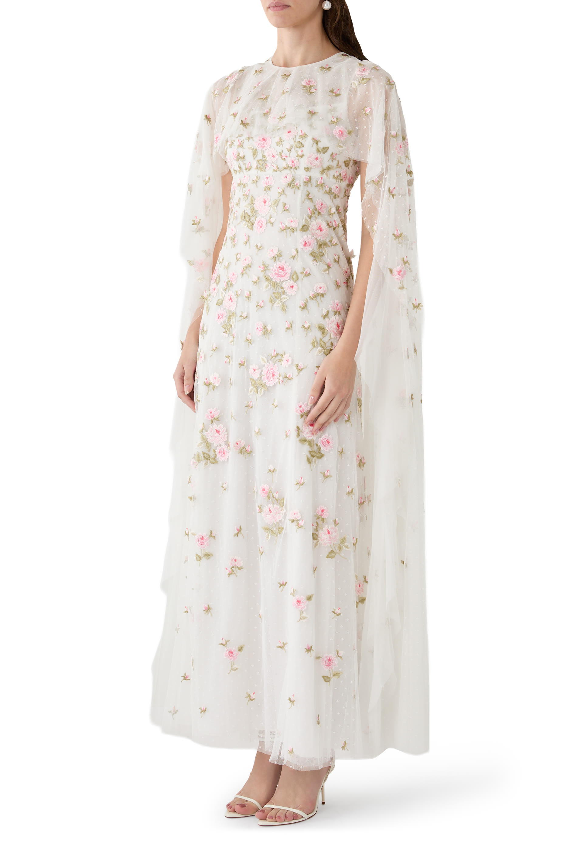 Rose Bloom Cape Gown