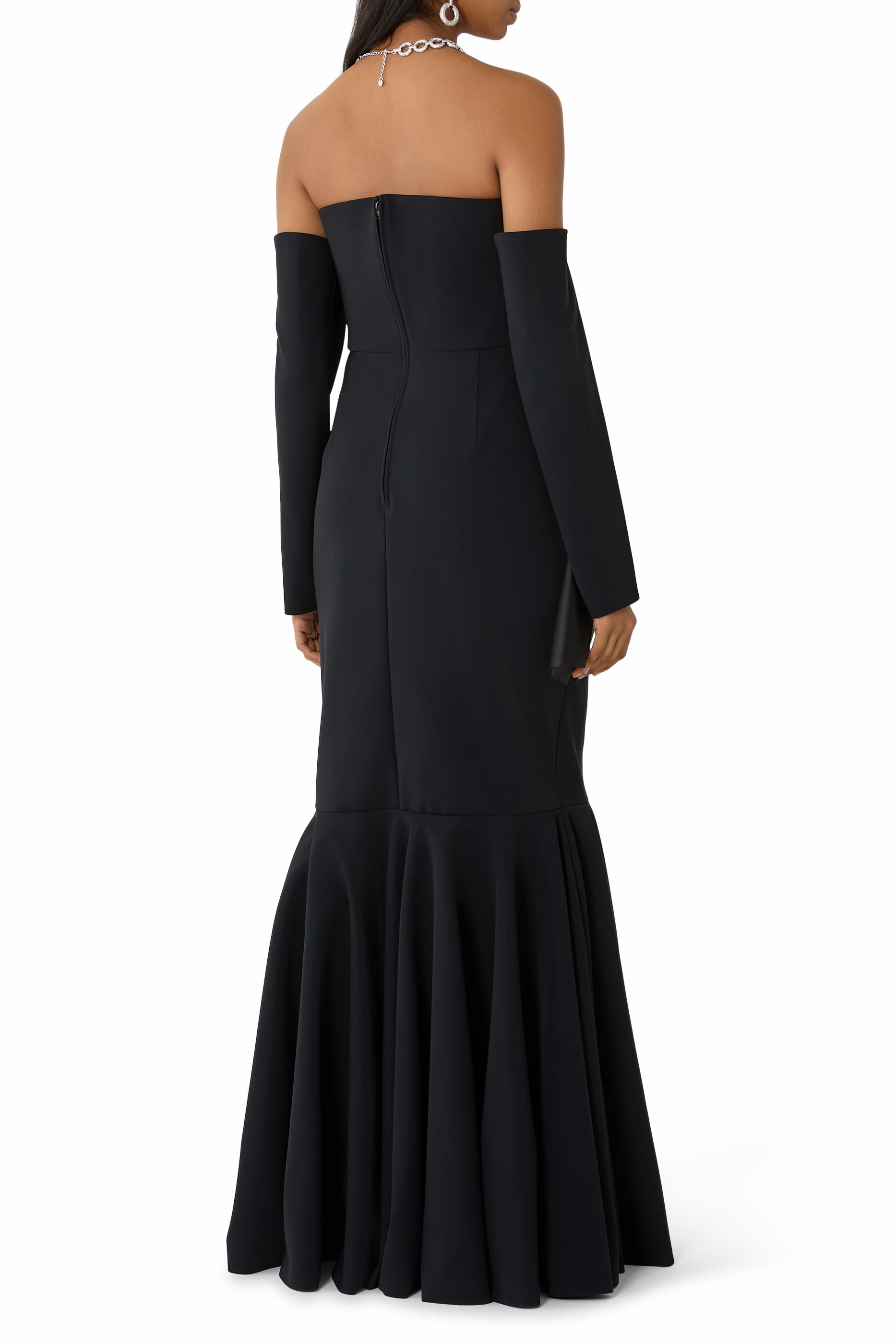 Strapless Gown with Sleeve Cape 