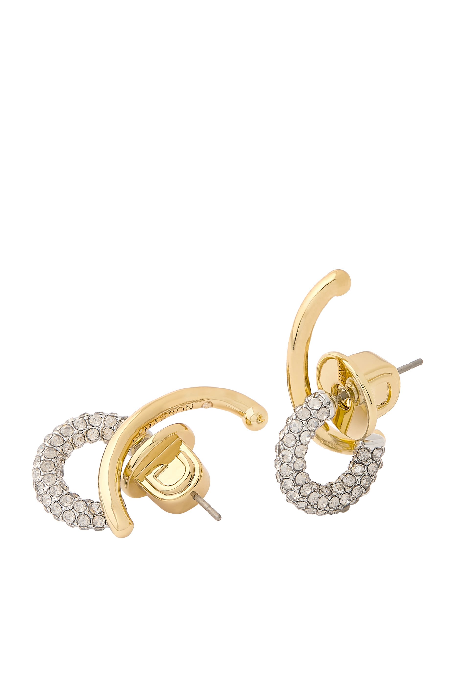 Marisa Mini Pav&eacute; Earrings, 12K Gold Plated Brass & Crystals