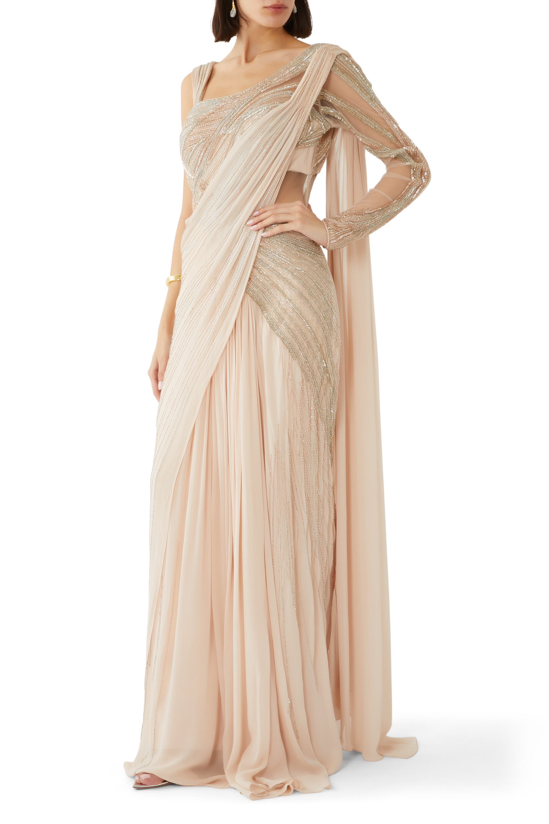 One Long Sleeve Saree Gown