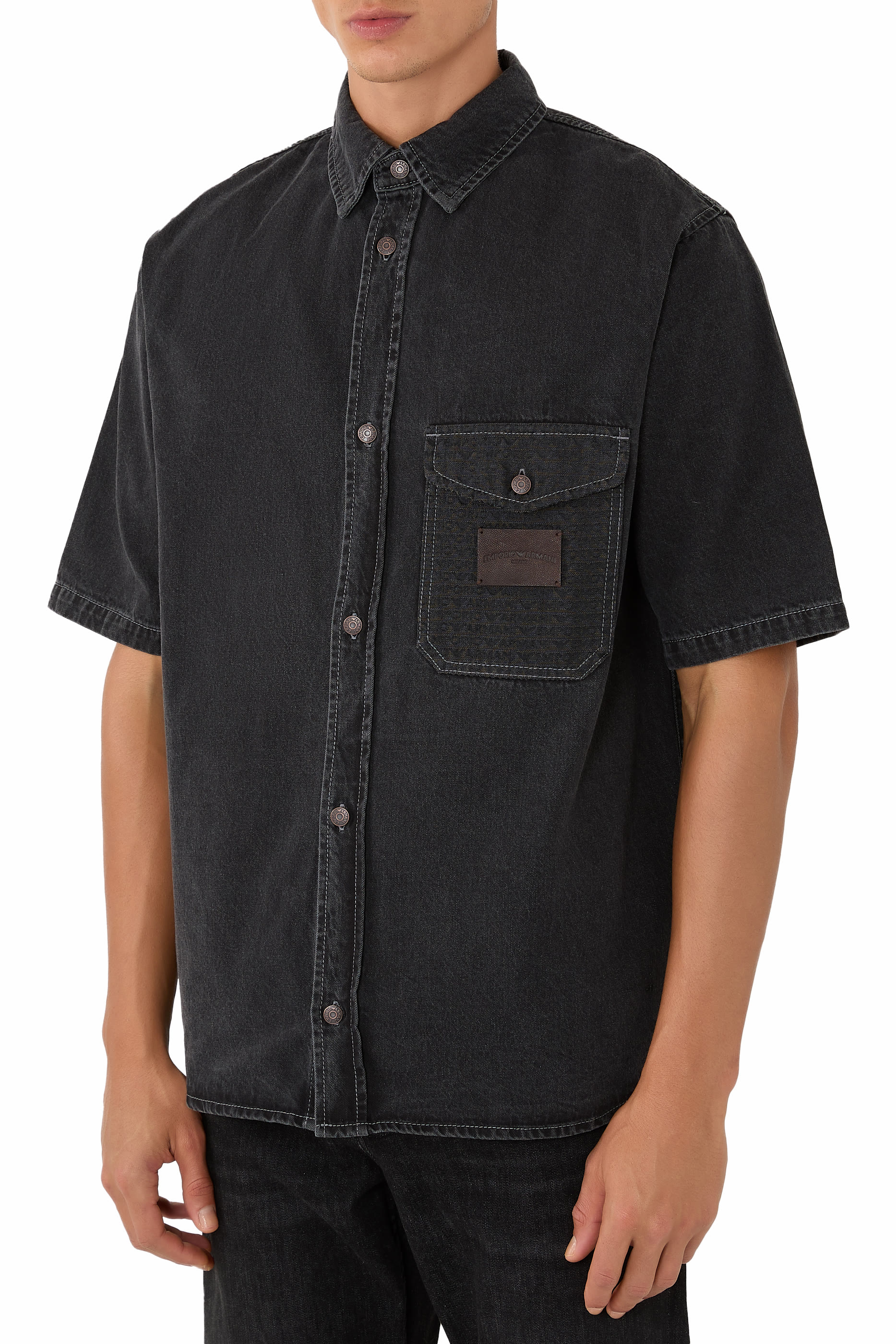 Short-Sleeved Denim Shirt