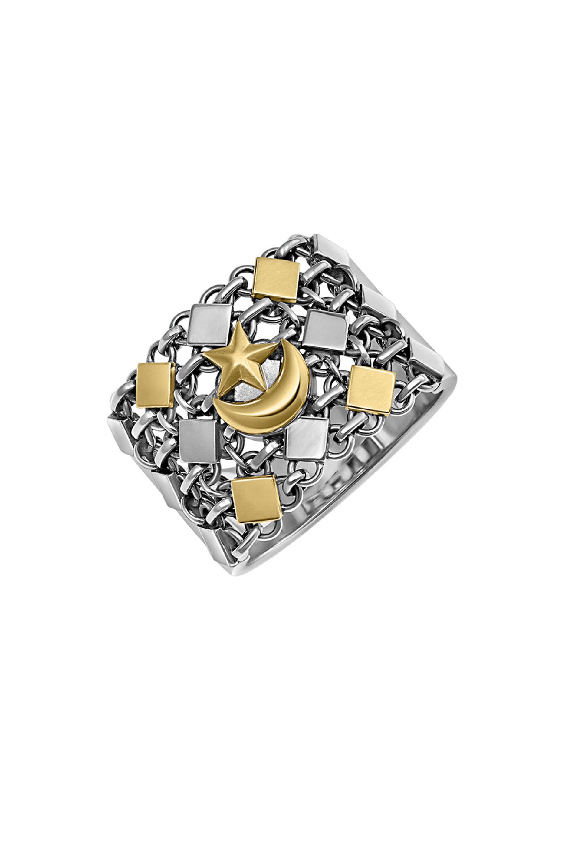 Ottoman Chain Ring, 18K Gold and Sterling Silver