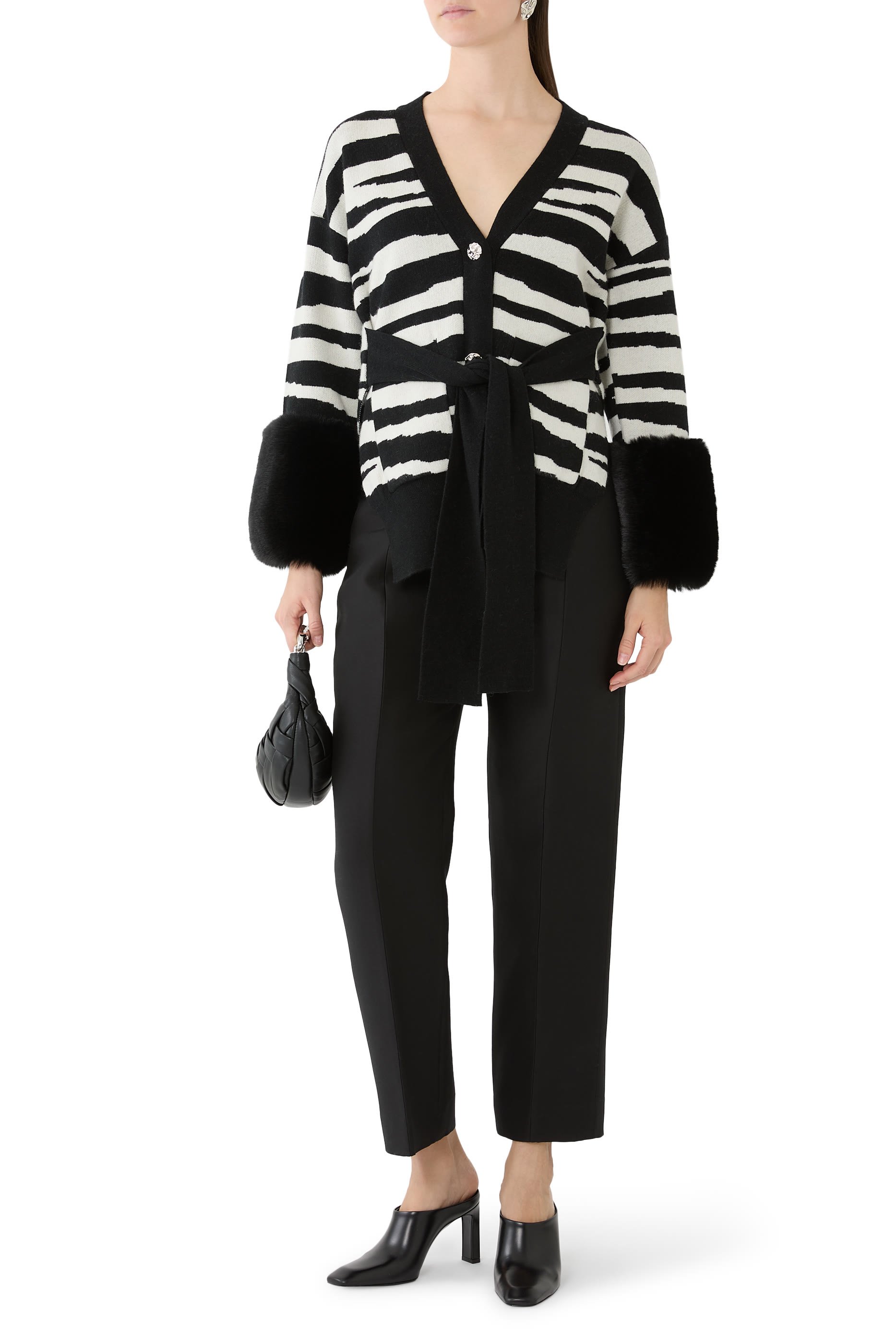 Belted Cardigan with Faux Cuffs