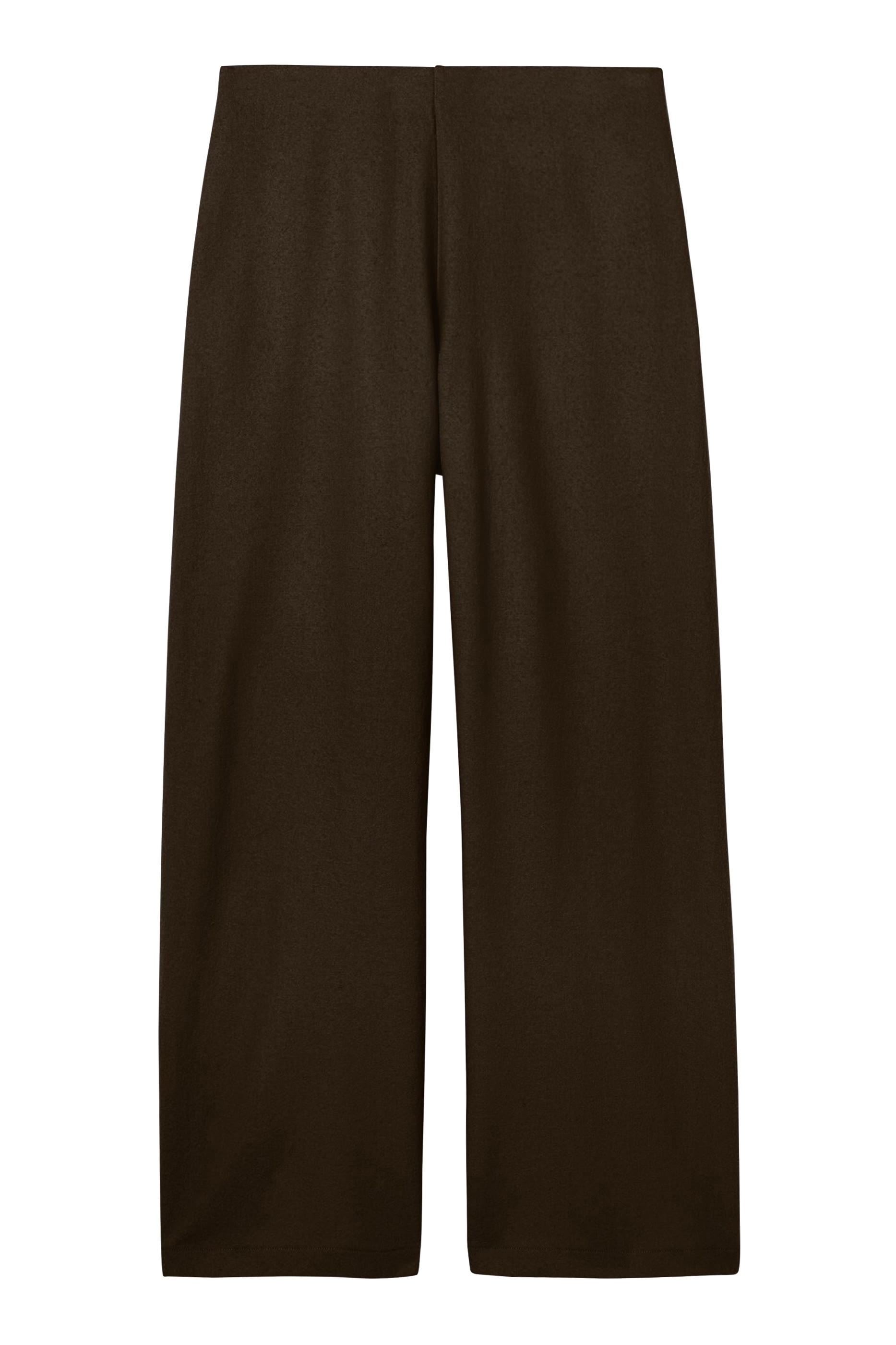 Felted Wool Jersey Wide-Leg Long Pants