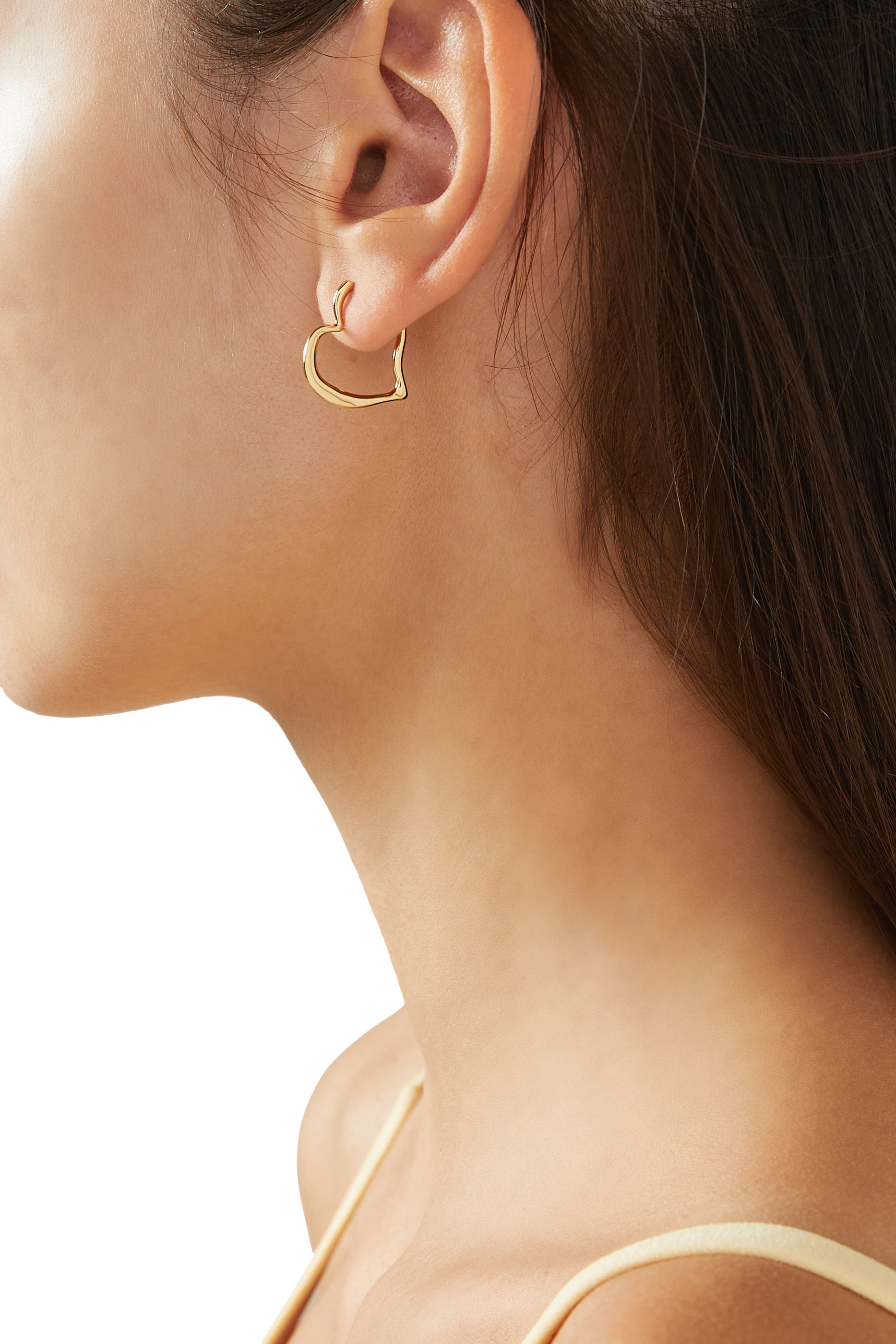 Amour Huggie Earrings, Plated Metal