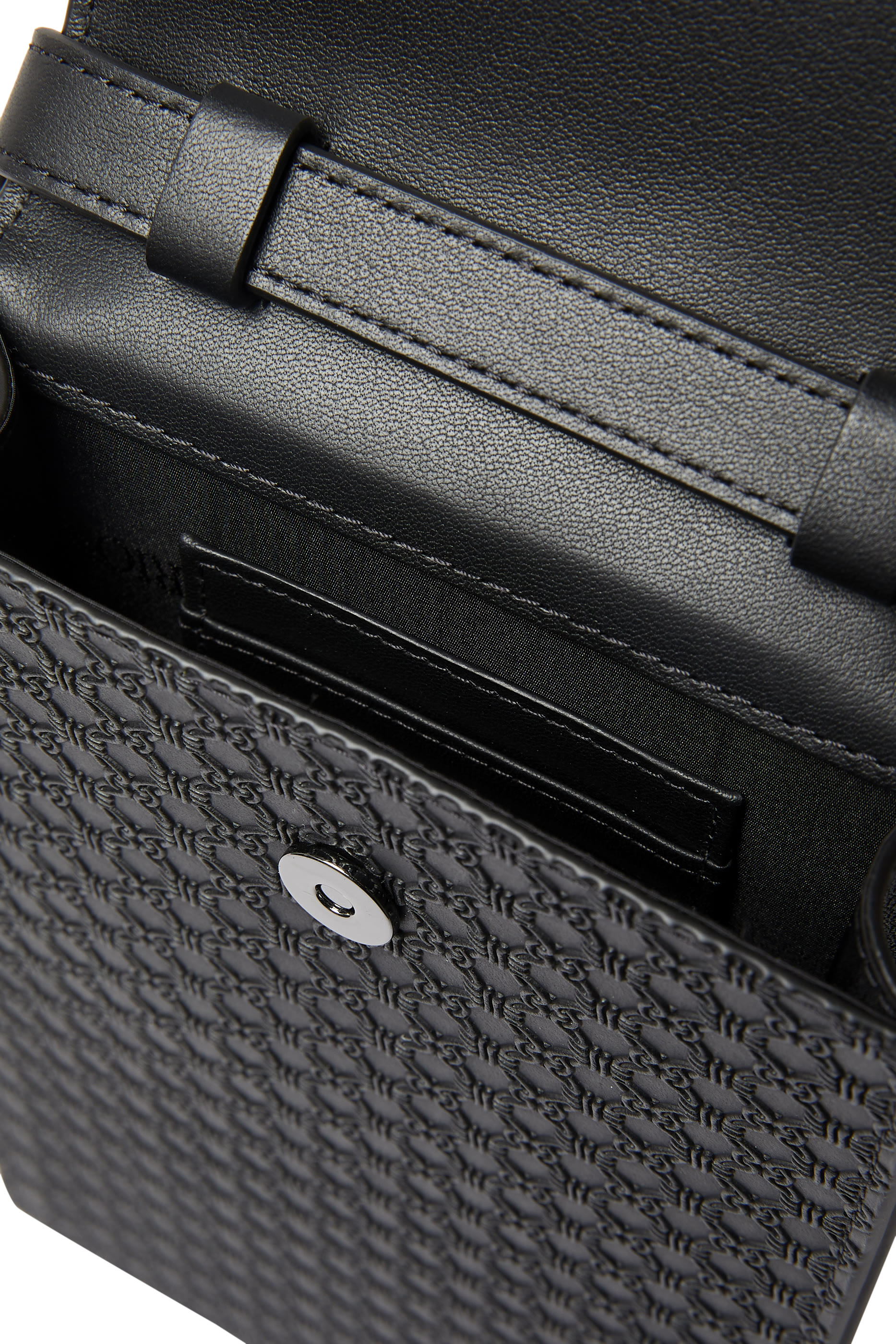 Logo Embossed Leather Shoulder Bag