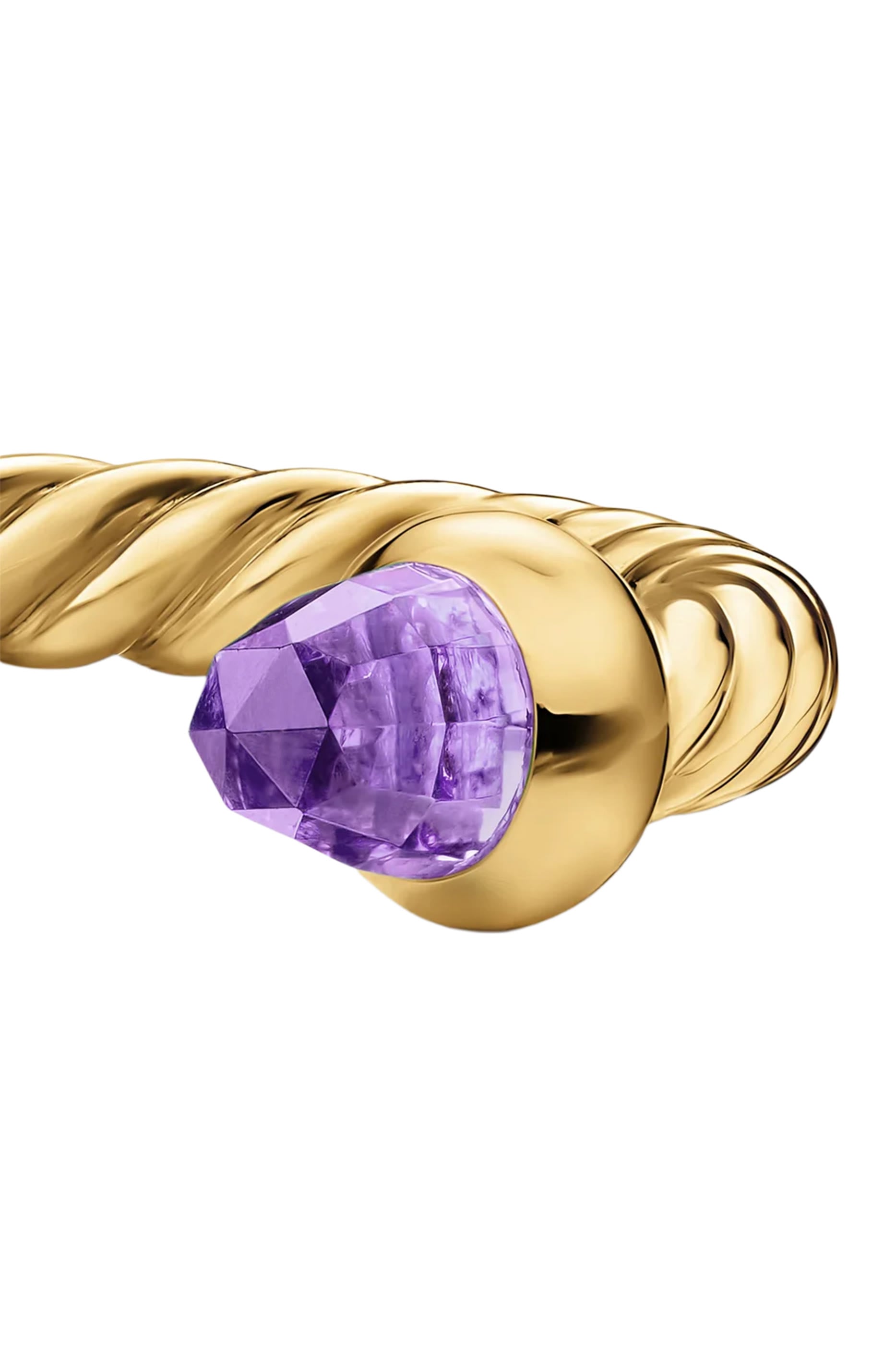 Micro Cablespira&reg; Flex Open Ring,  18K Yellow Gold & Amethyst