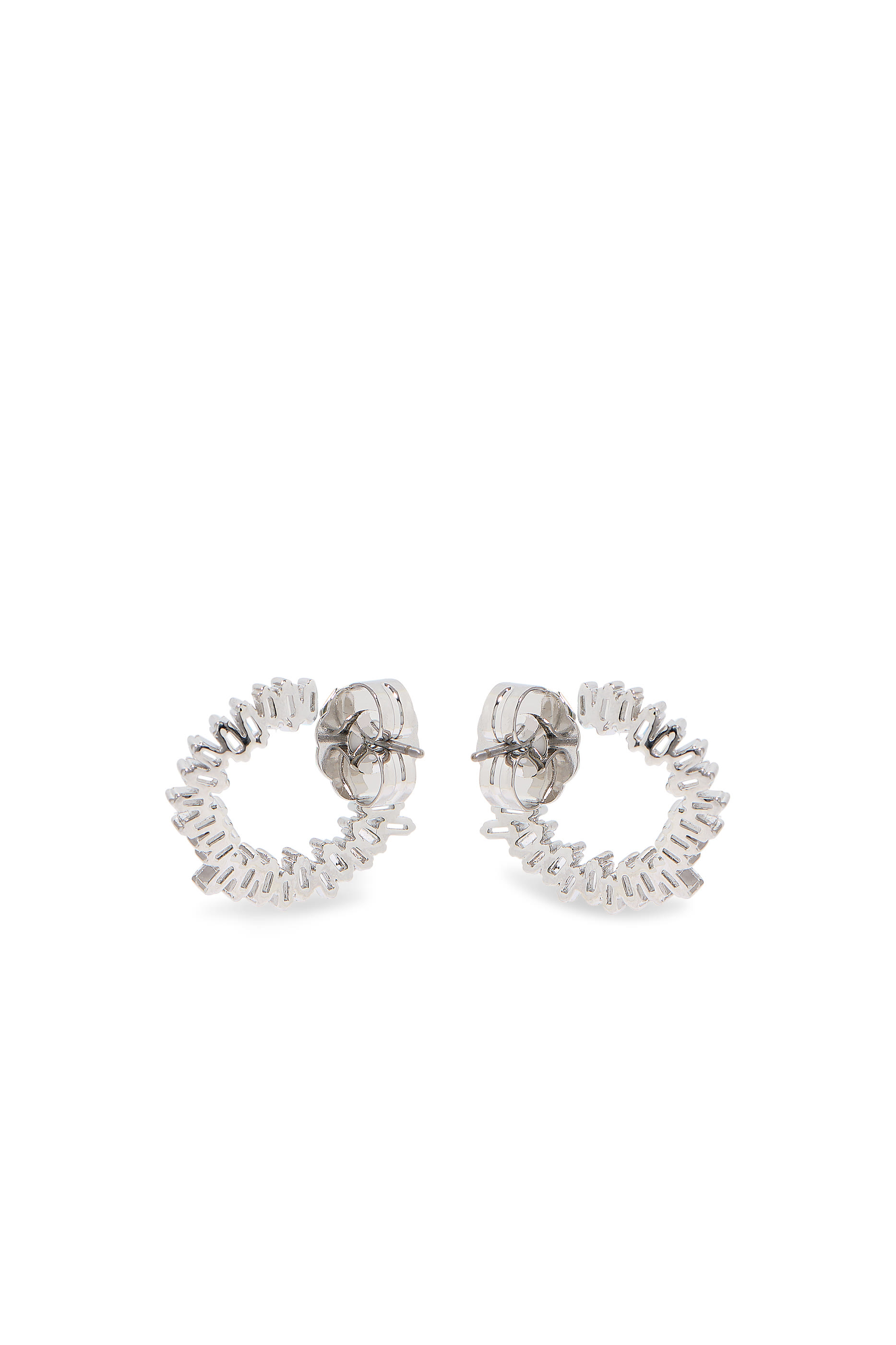 Round Studded Earrings, Rhodium Plated Brass & Cubic Zirconia