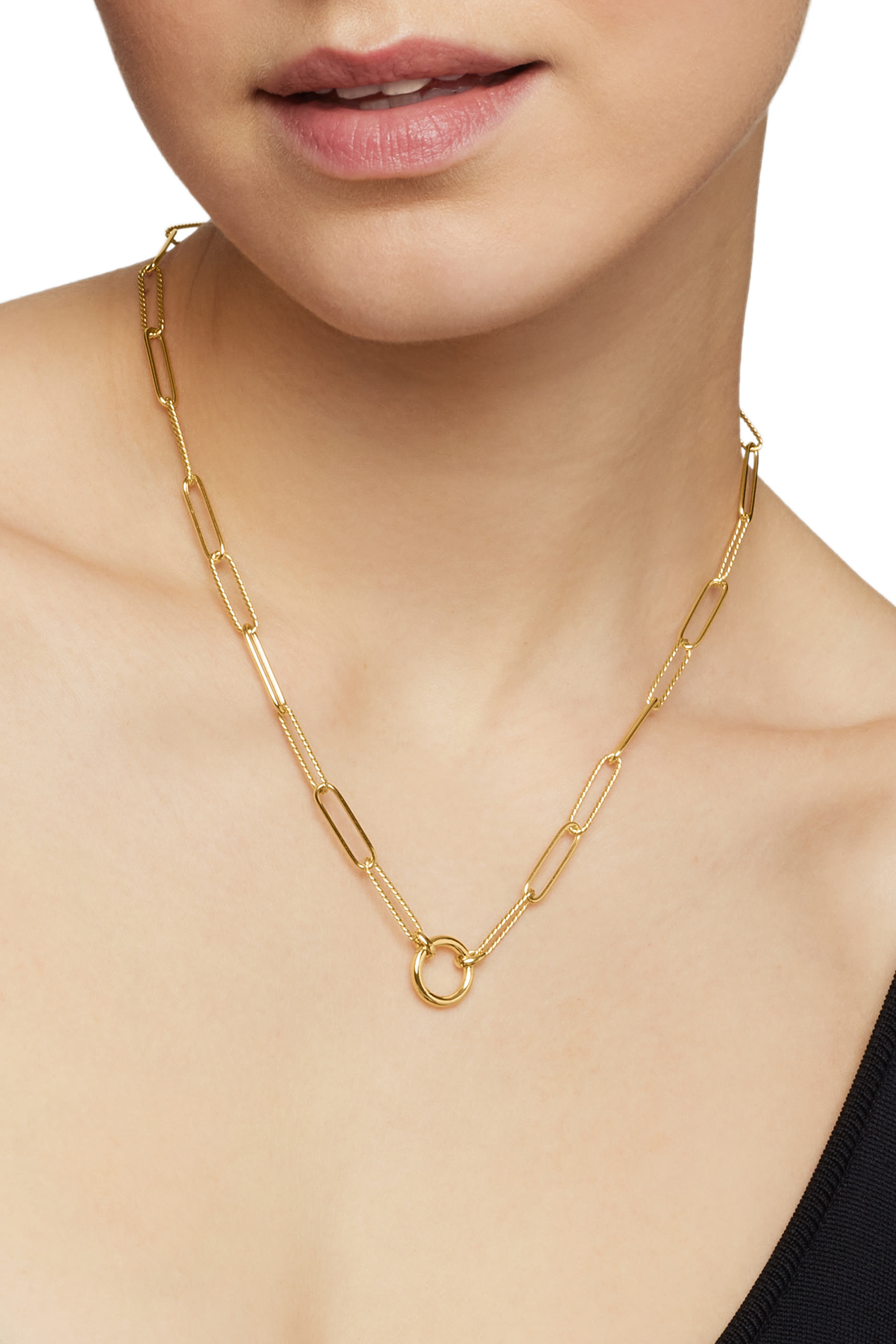 Madison Elongated Chain Necklace, 18K Yellow Gold