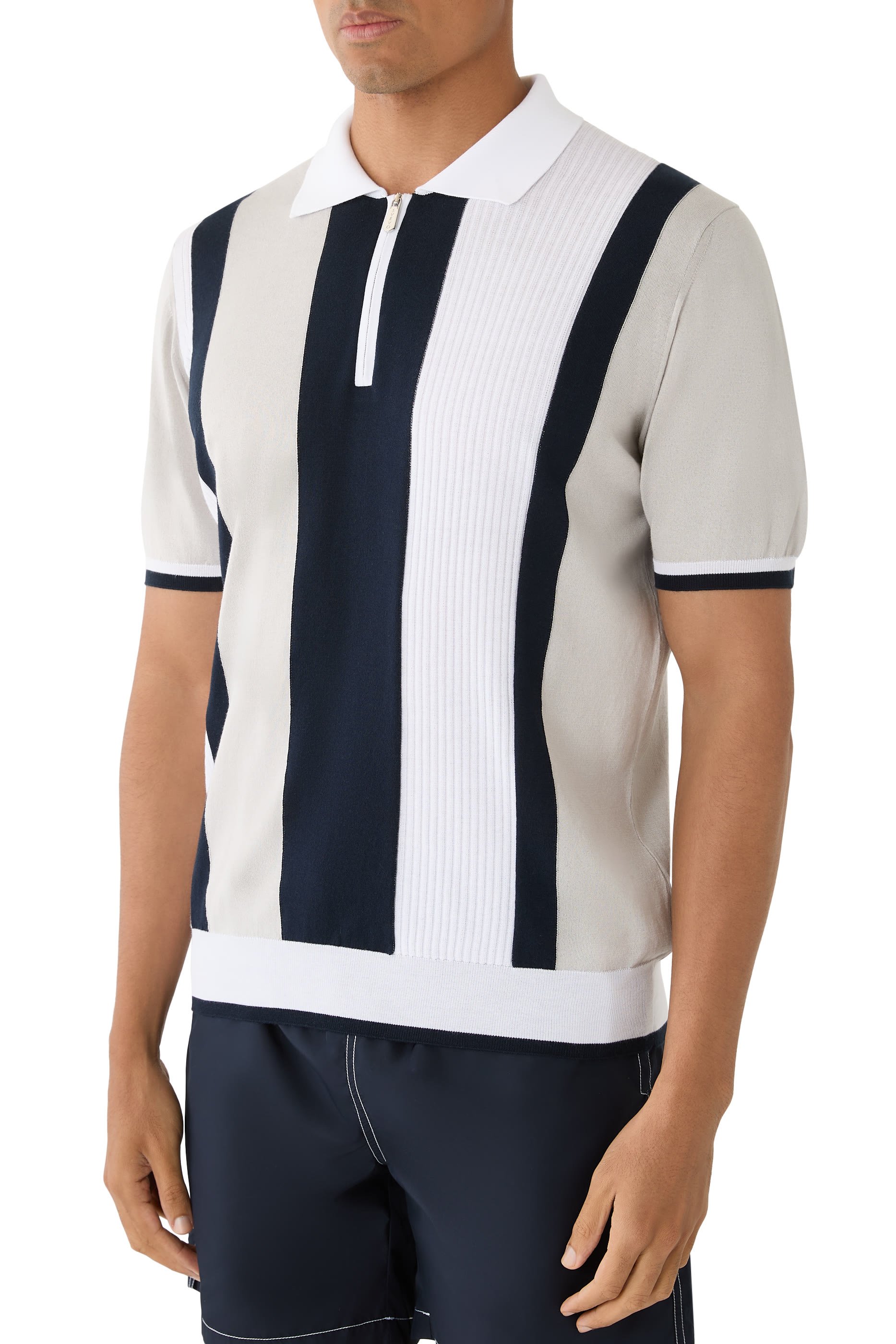 Stripe Half-Zip Polo Shirt