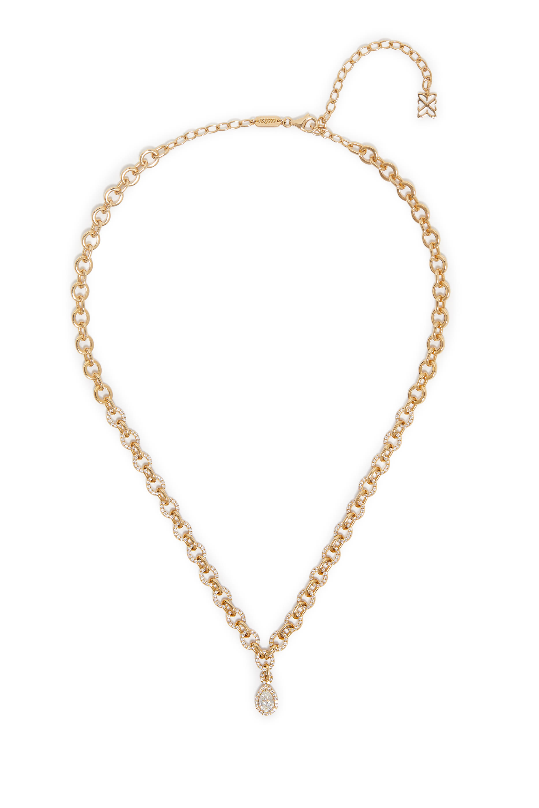 Single Chain Necklace, 18k Yellow Gold & Diamonds