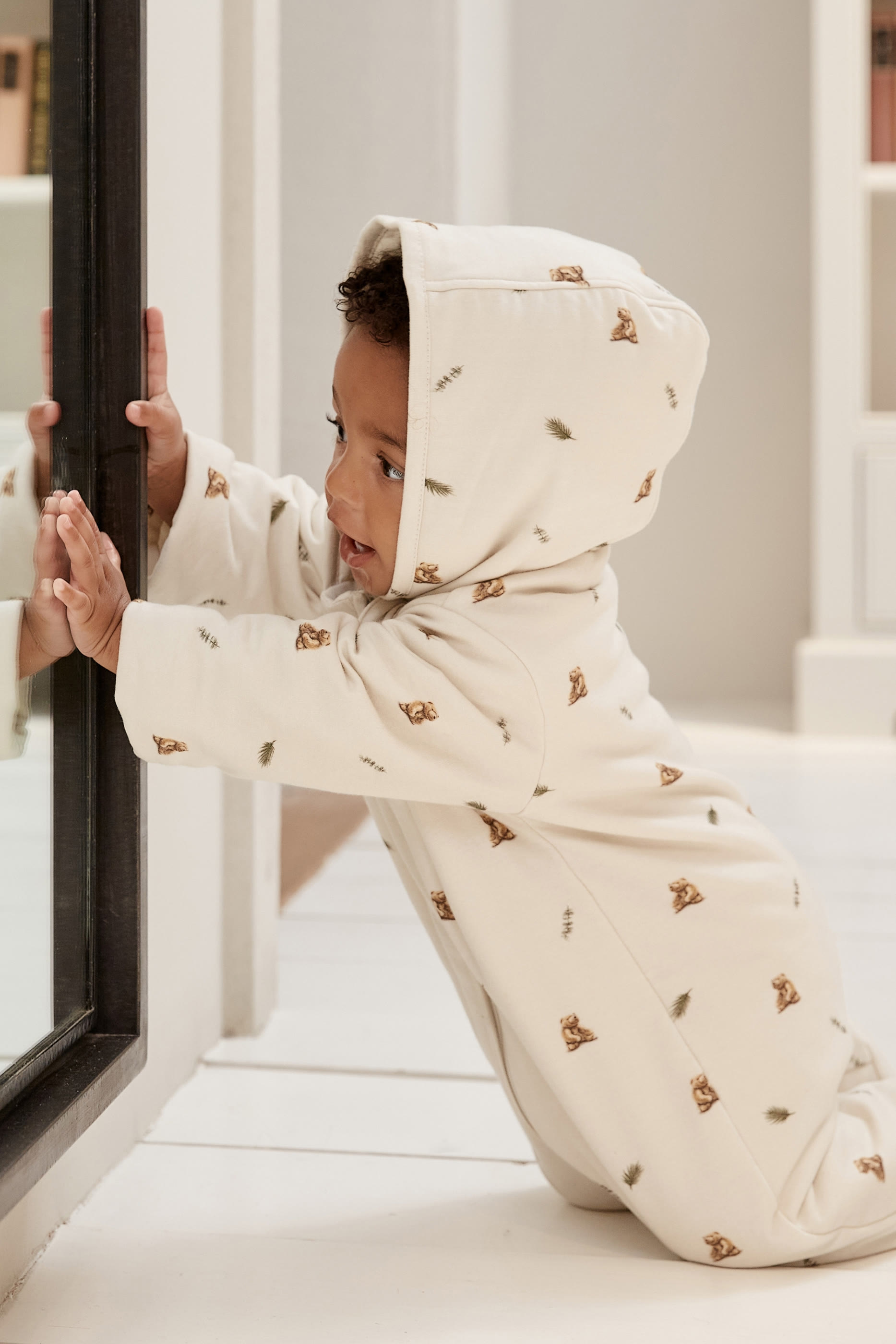 Kids Brown Bear Print Pramsuit