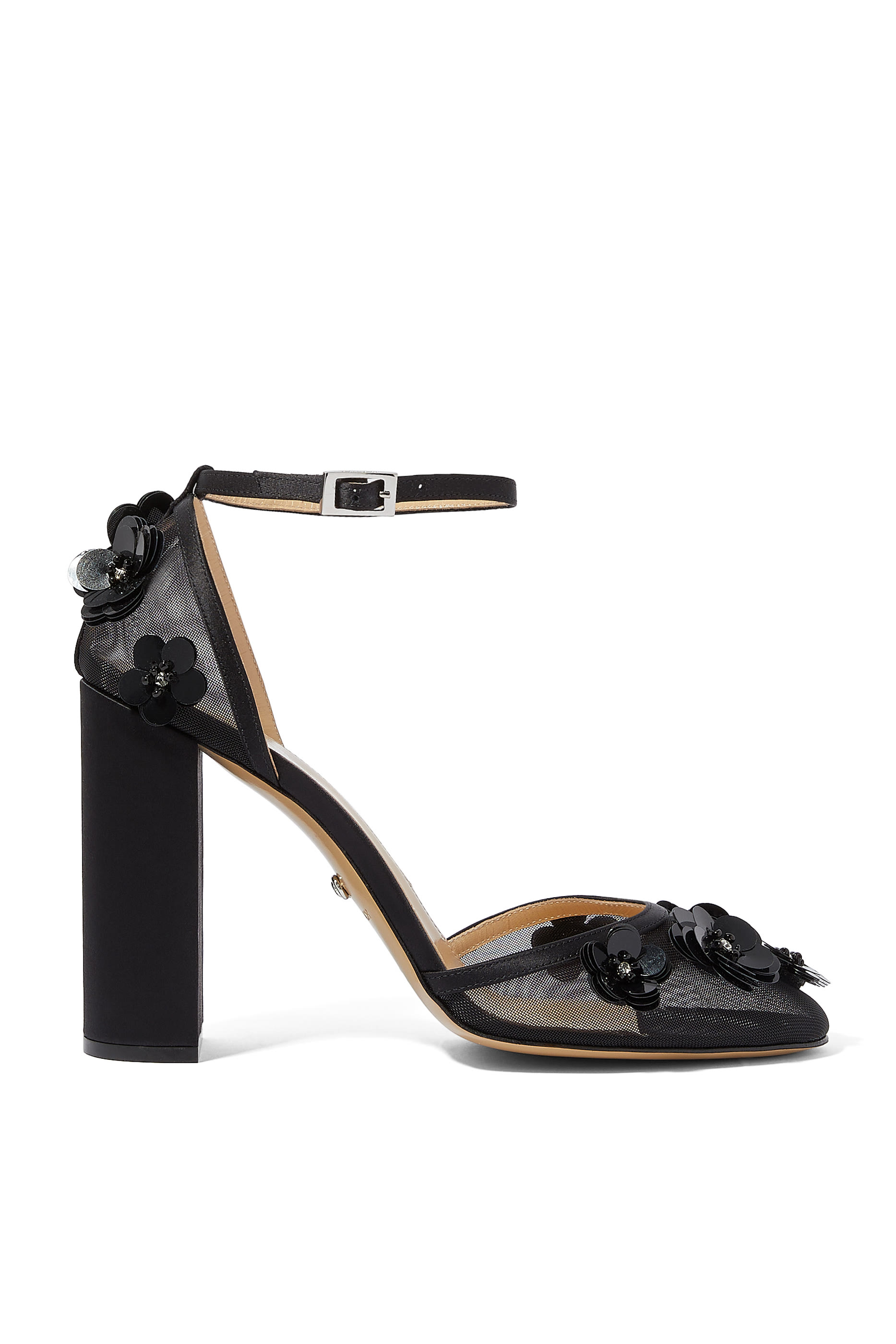 Mesh Flowers 100 Ankle-Strap Pumps