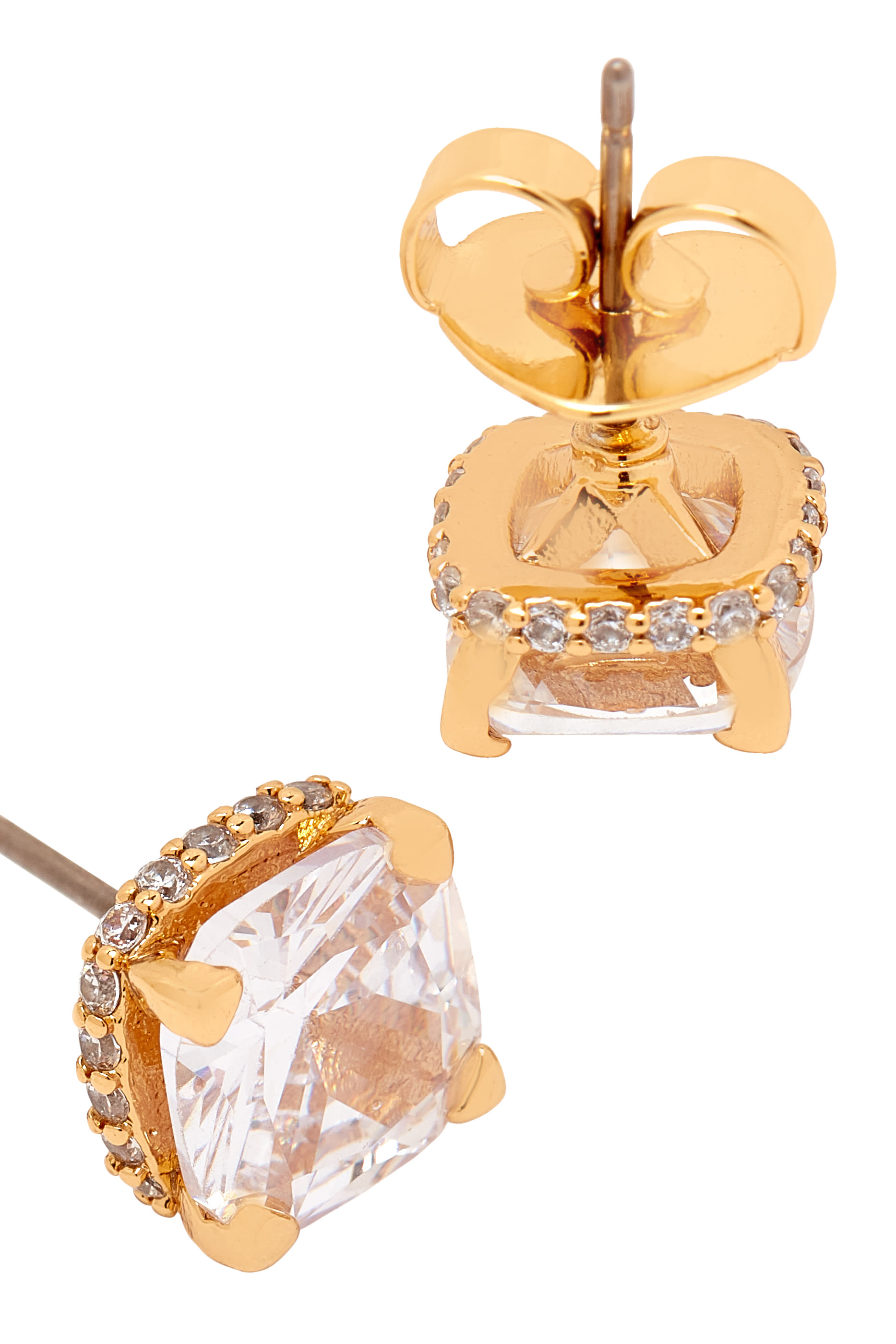 Little Luxuries Square Studs, Plated Metal & Cubic Zirconia