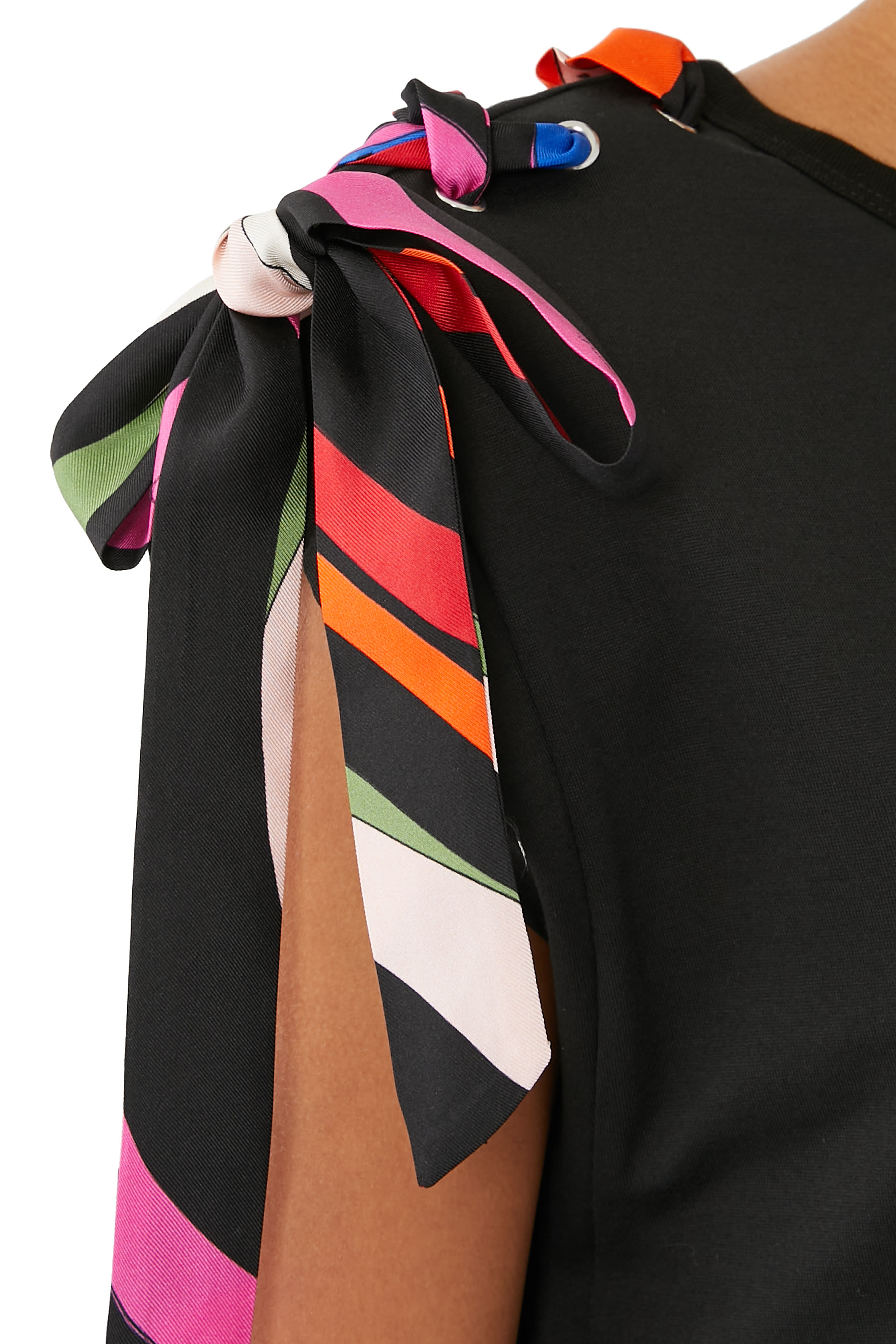 Marmo-Print Cotton Tie Shoulder T-Shirt