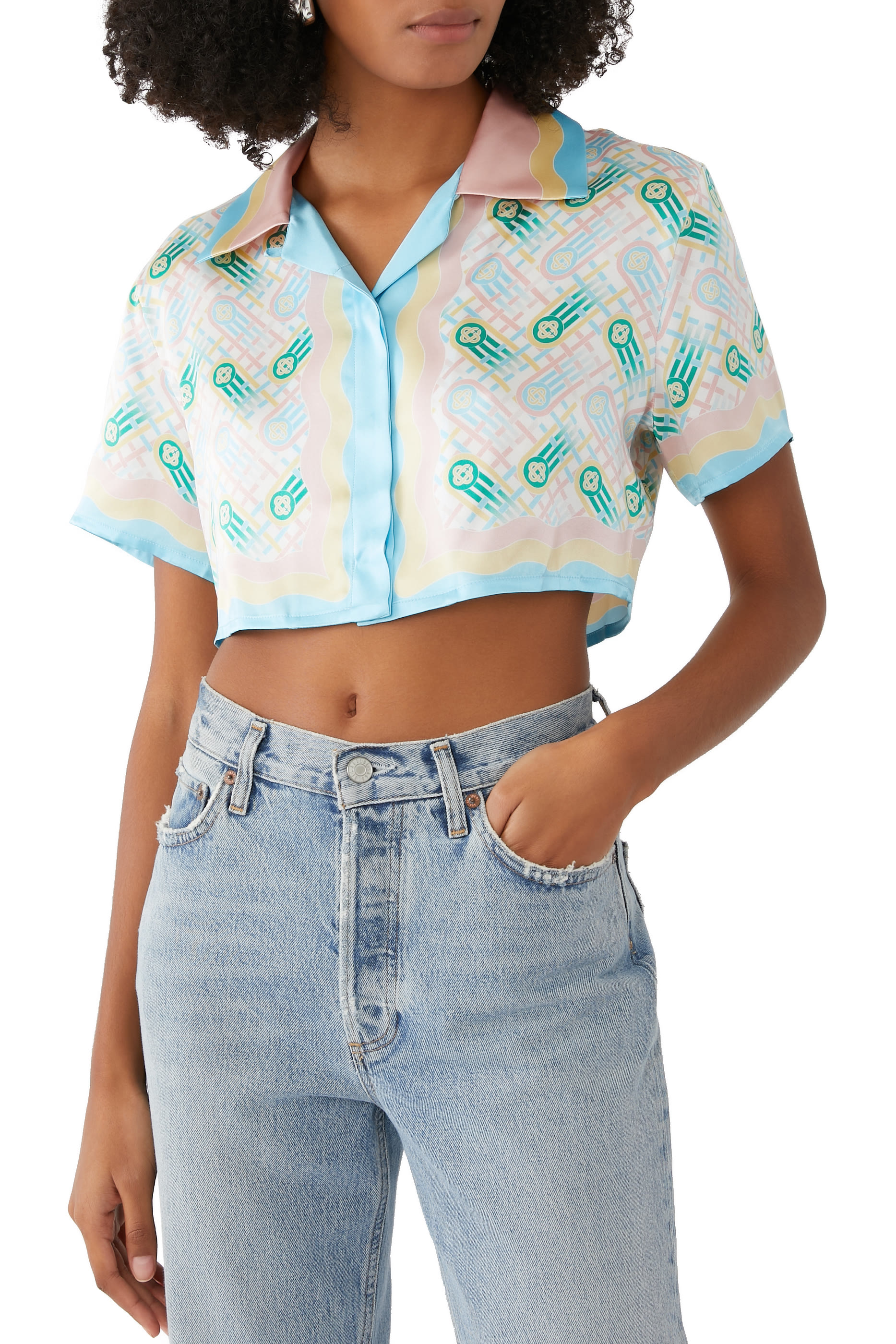 Ping Pong Cropped Silk Shirt