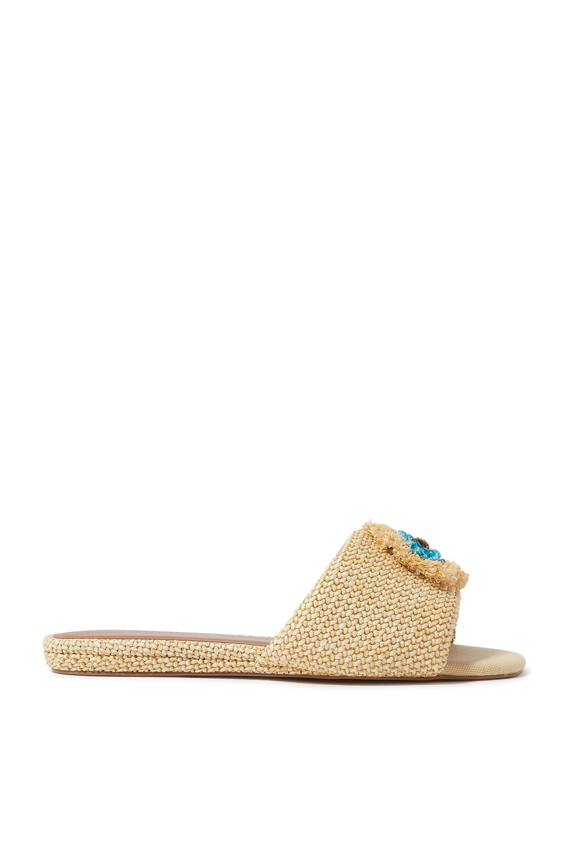 Embellished Raffia Mules