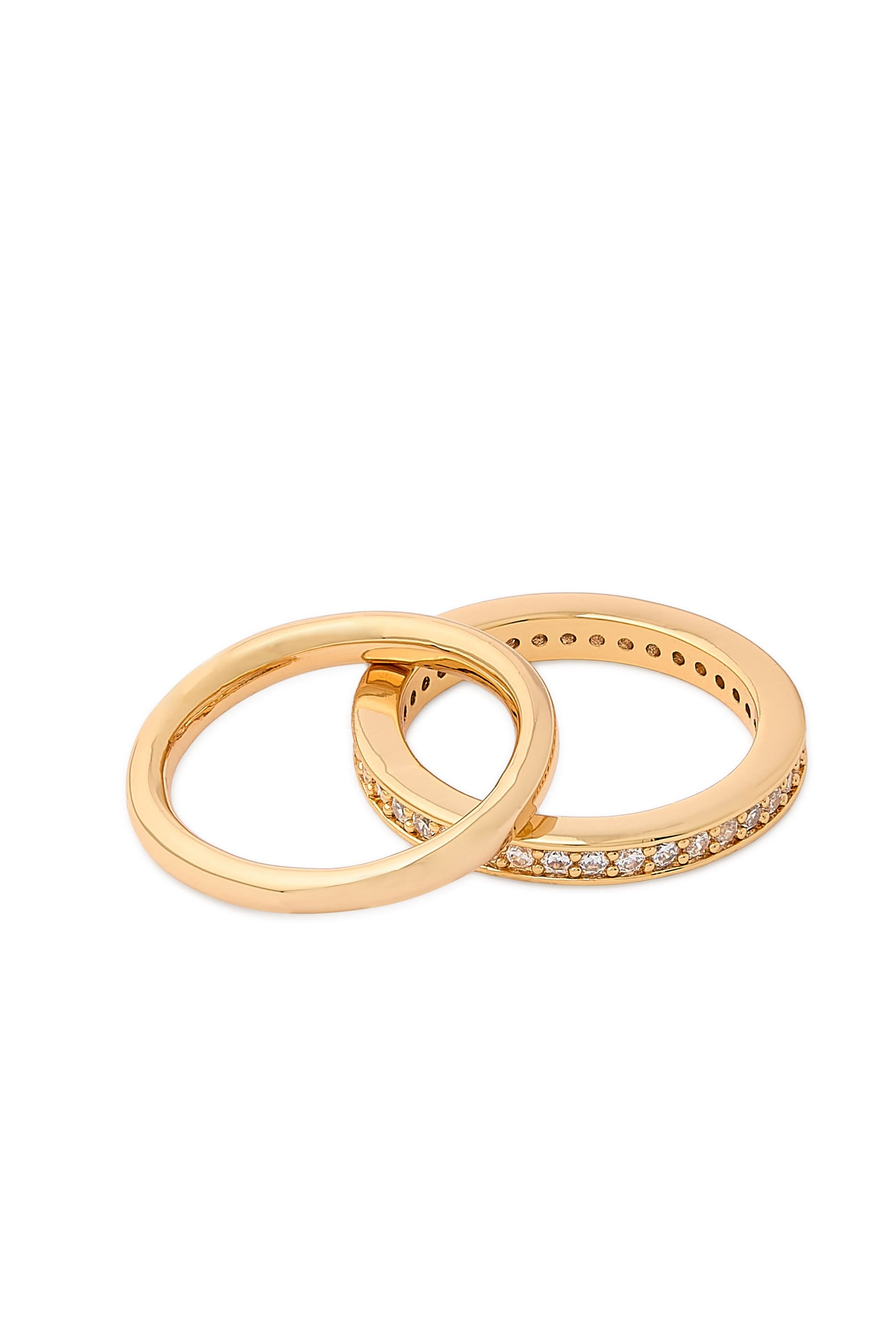 Vroom Ring Set, 14K Gold Plated Brass & Cubic Zirconia
