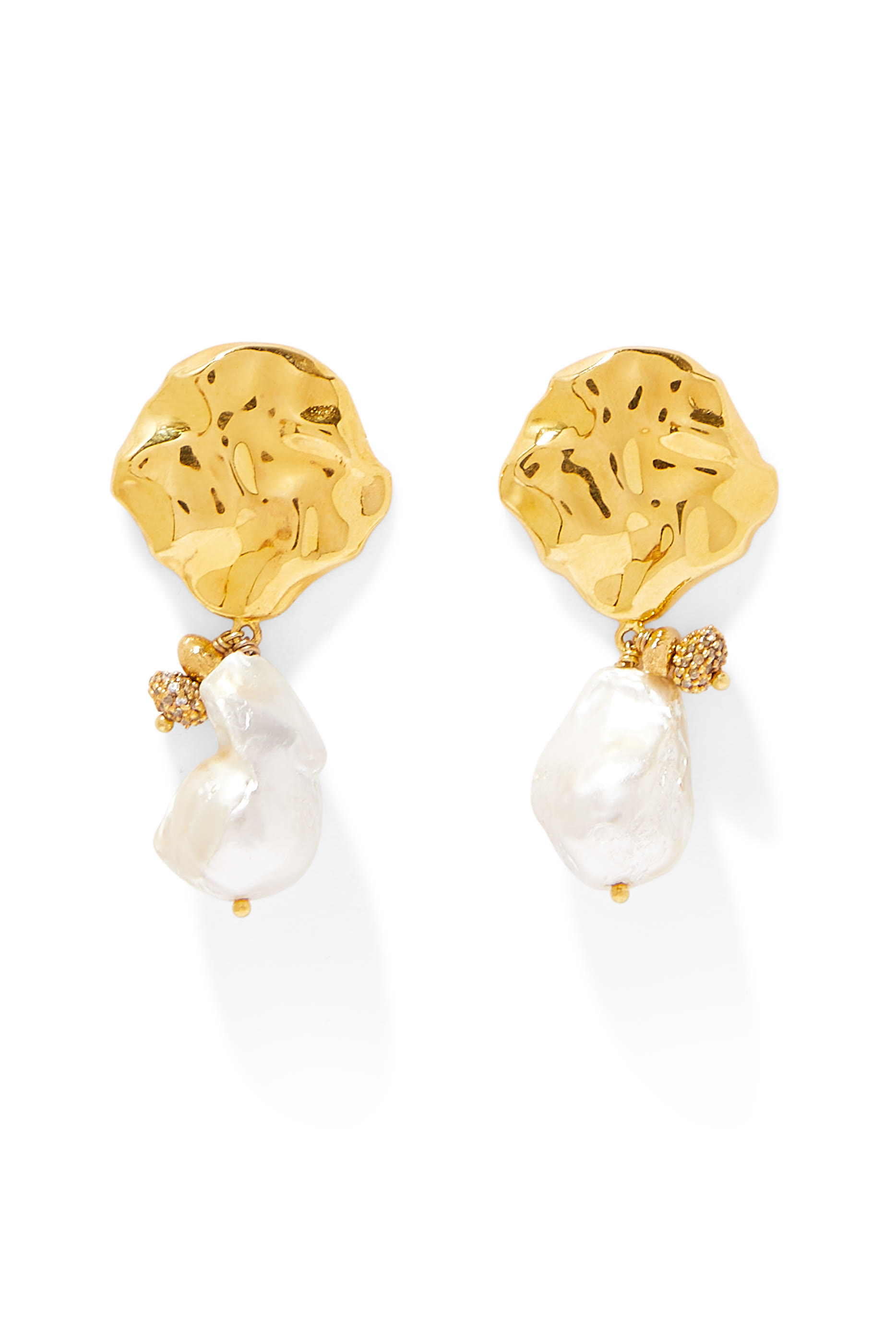 Wave Stud Pearl Earrings