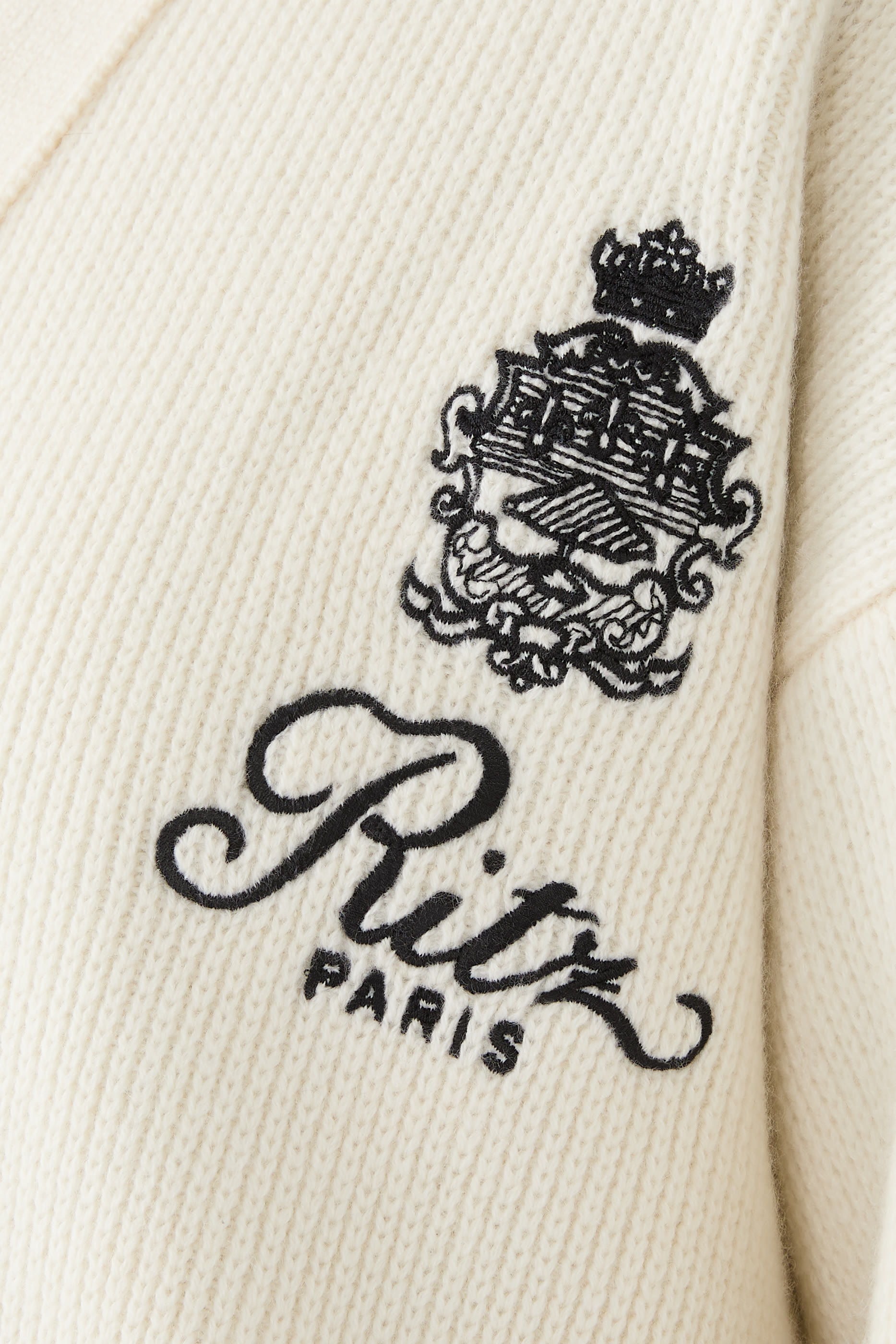 RITZ MEN'S EMBROIDERY CASHMERE CARDIGAN:CREAM:M