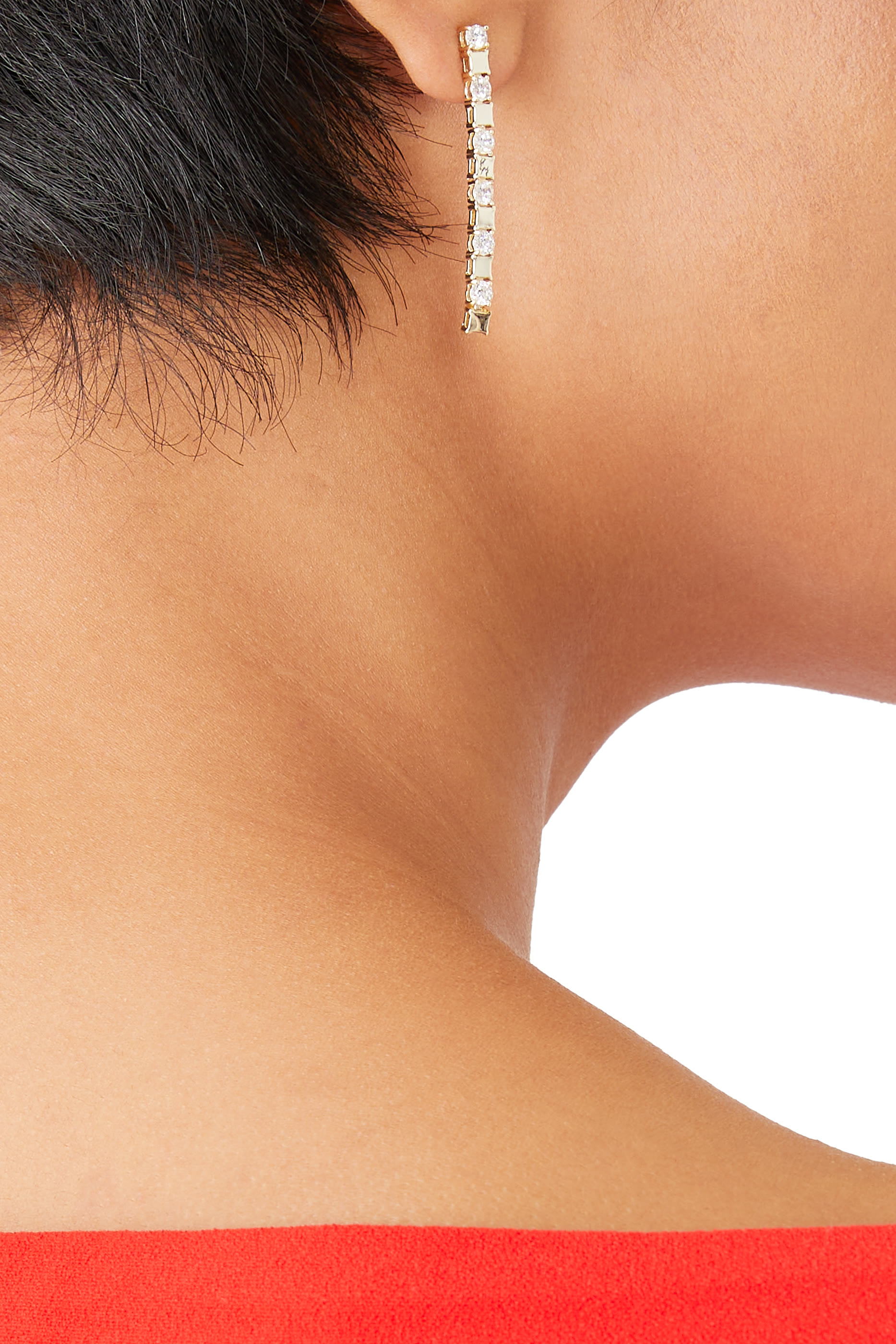 Waterfall Earrings, Gold-Plated Brass & Cubic Zirconia