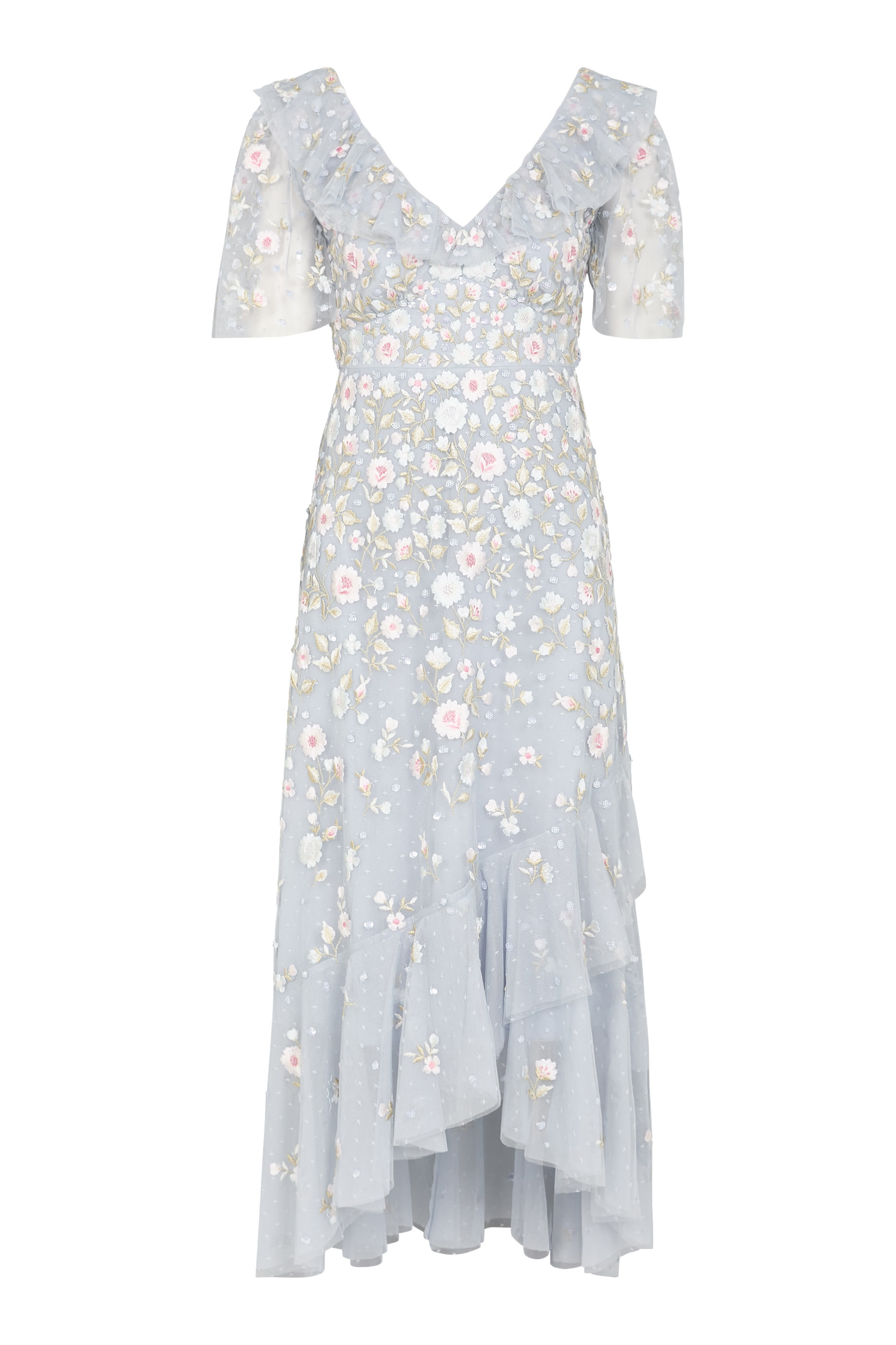 Ethereal Blooms Frill Ankle Gown 