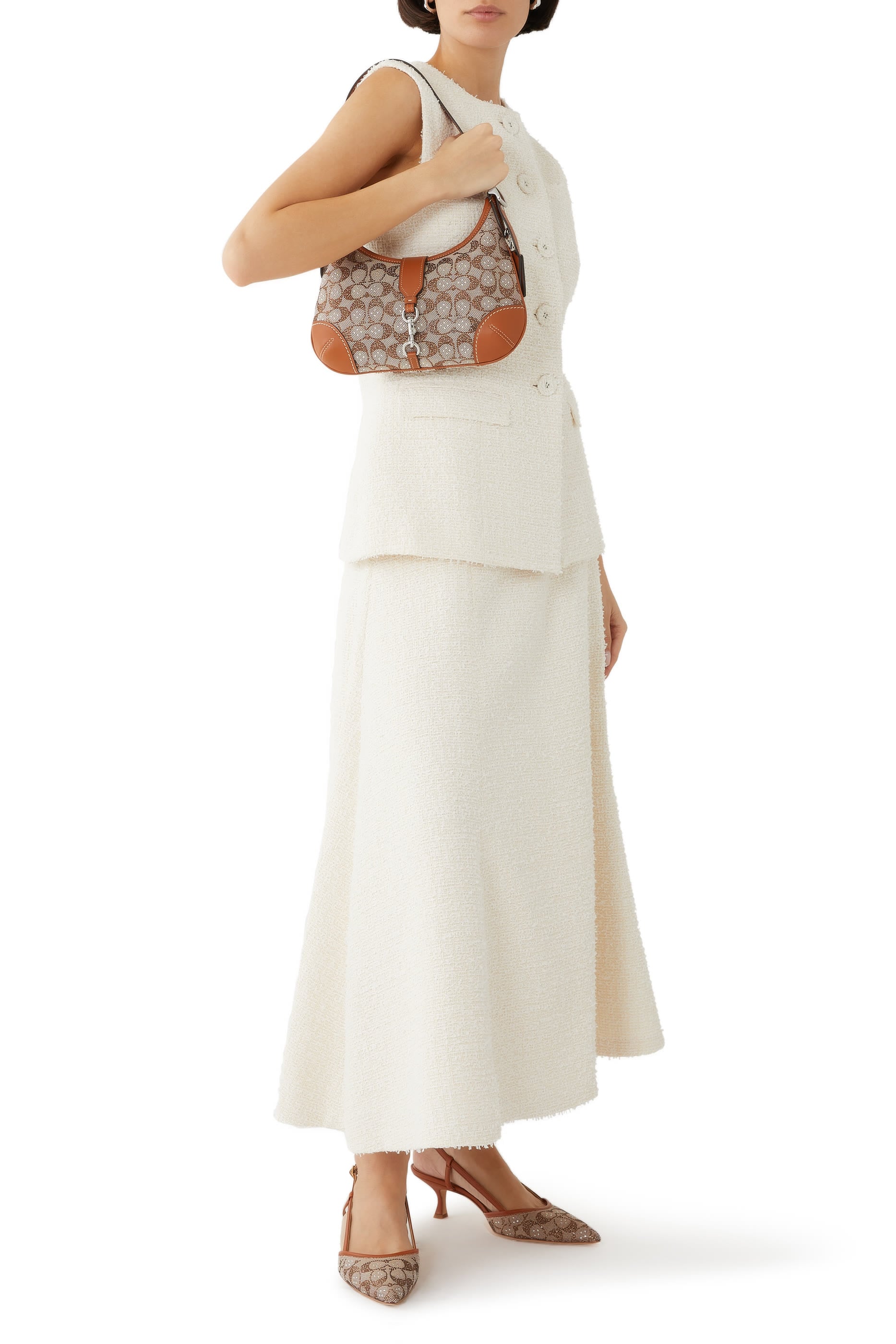 Hamptons Hobo Bag in Crystal Signature Jacquard