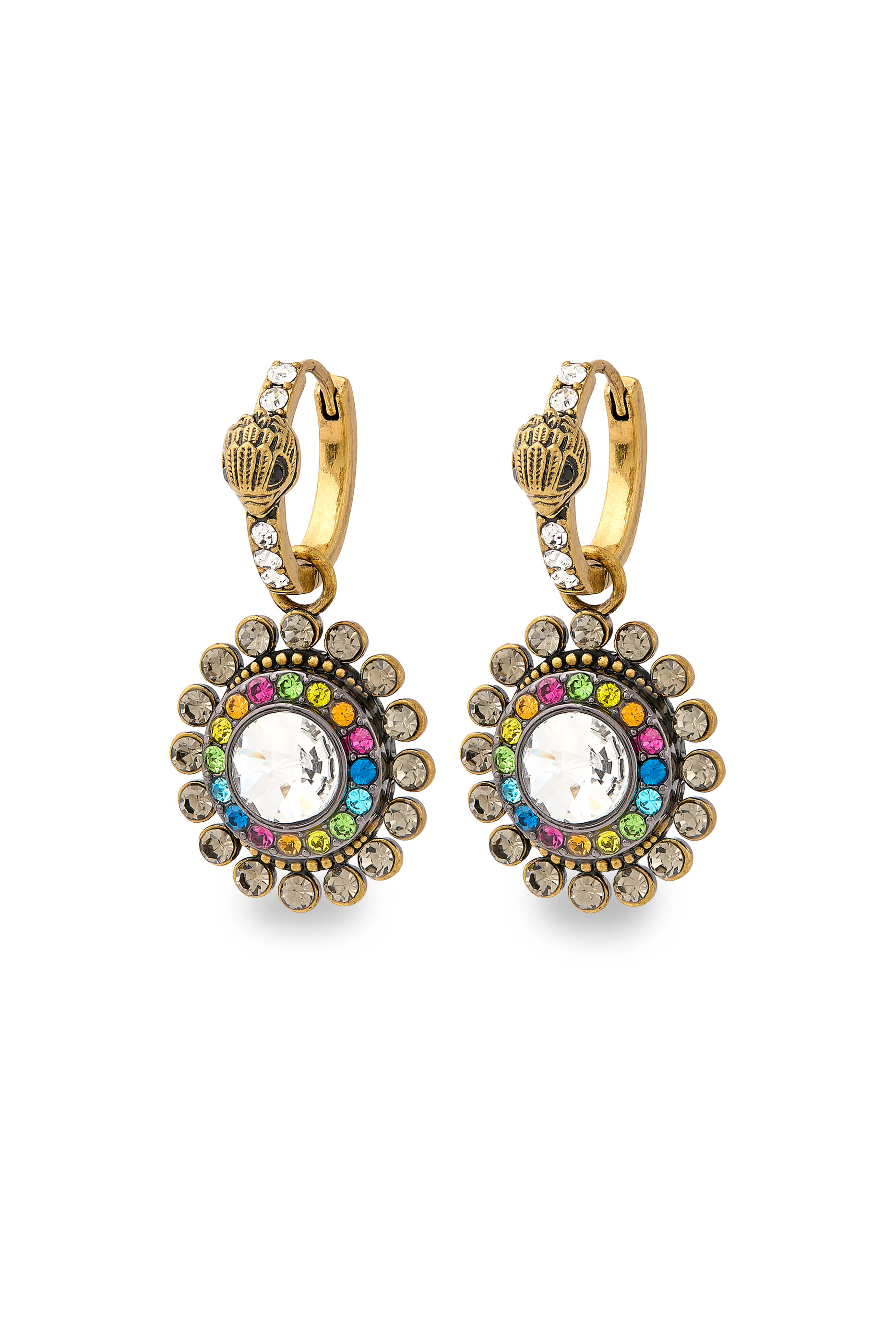 Octavia Earrings, Brass & Crystals