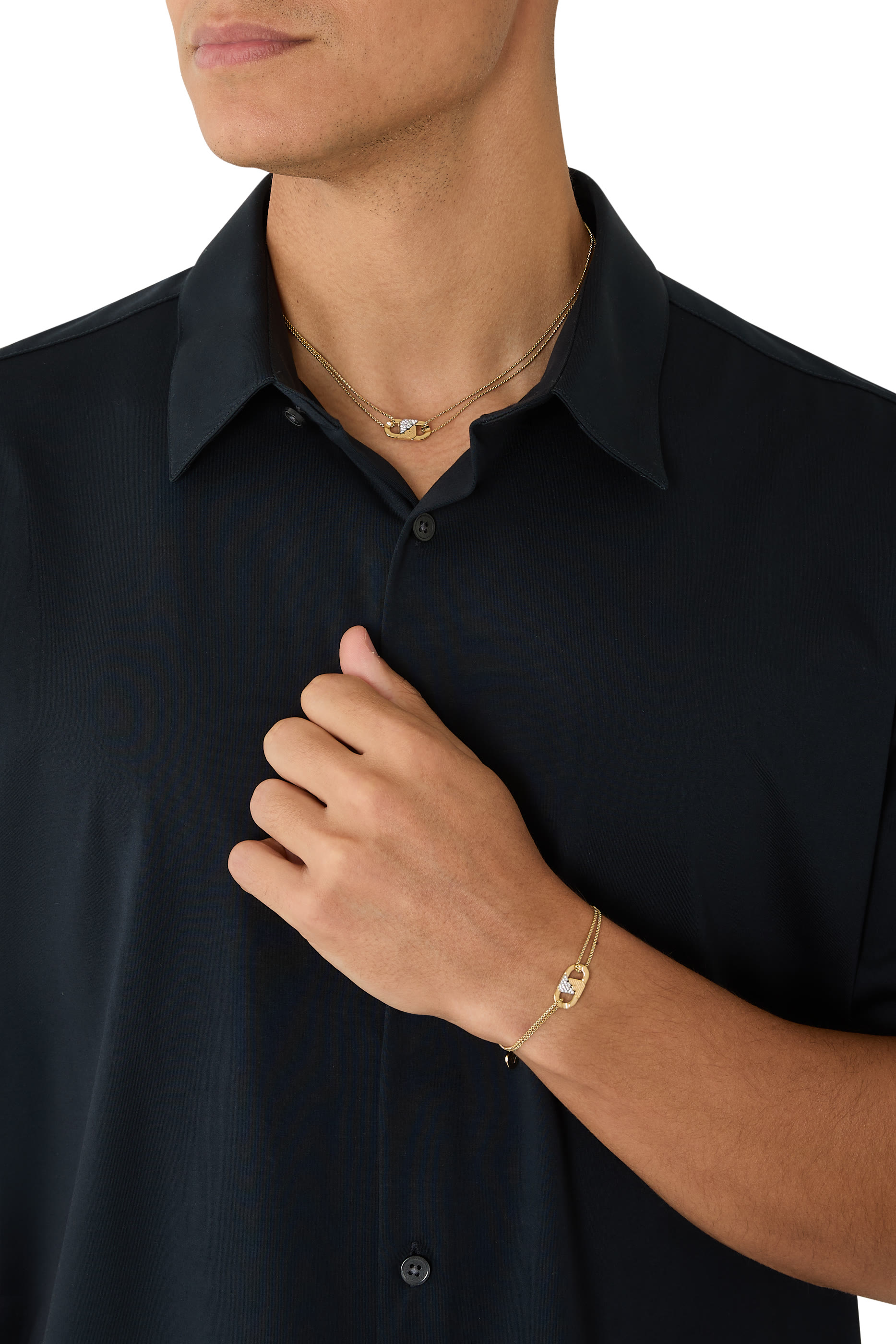  Gold-Tone Stainless Steel ID Necklace