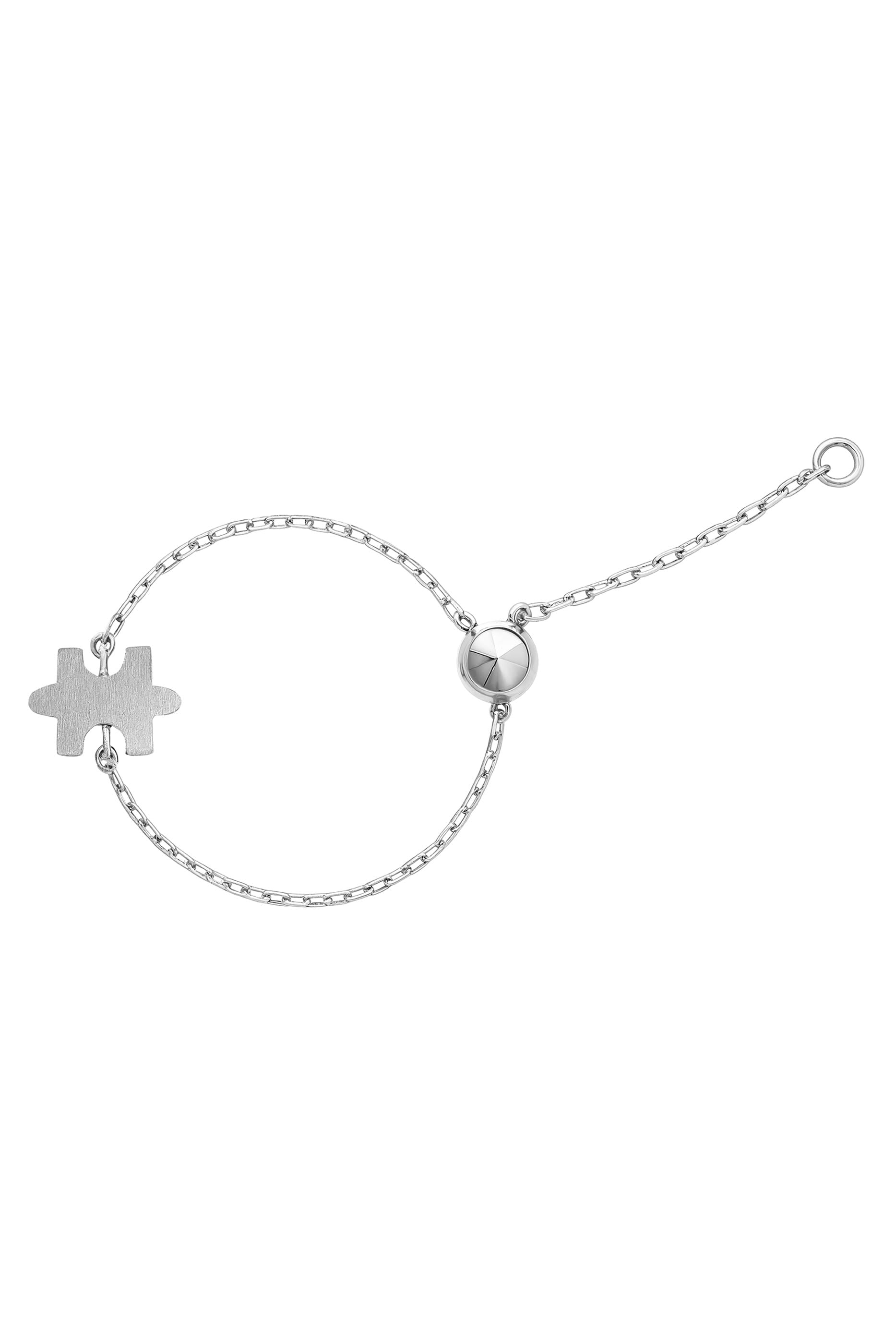  Micro Maqta Signature Adjustable Chain Ring, 18K White Gold