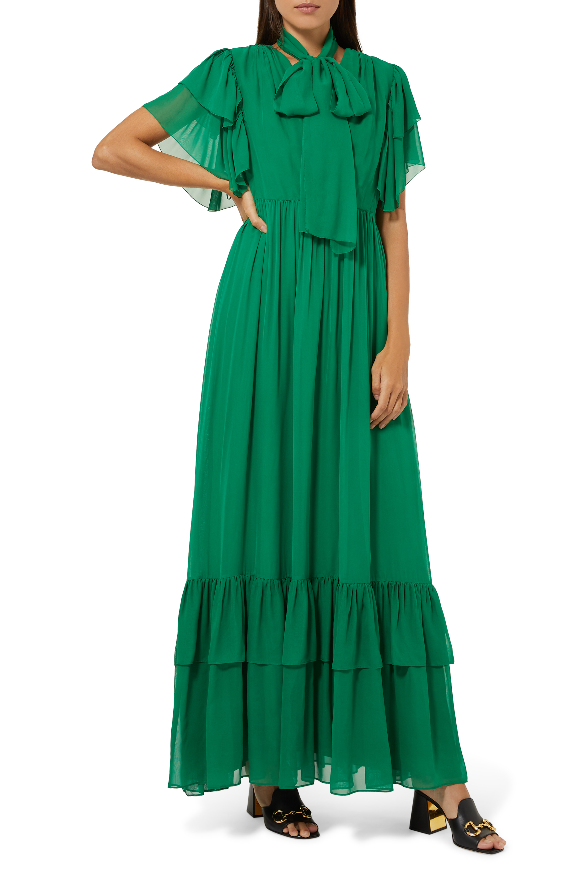 Chiffon Organdy Ruffle Dress