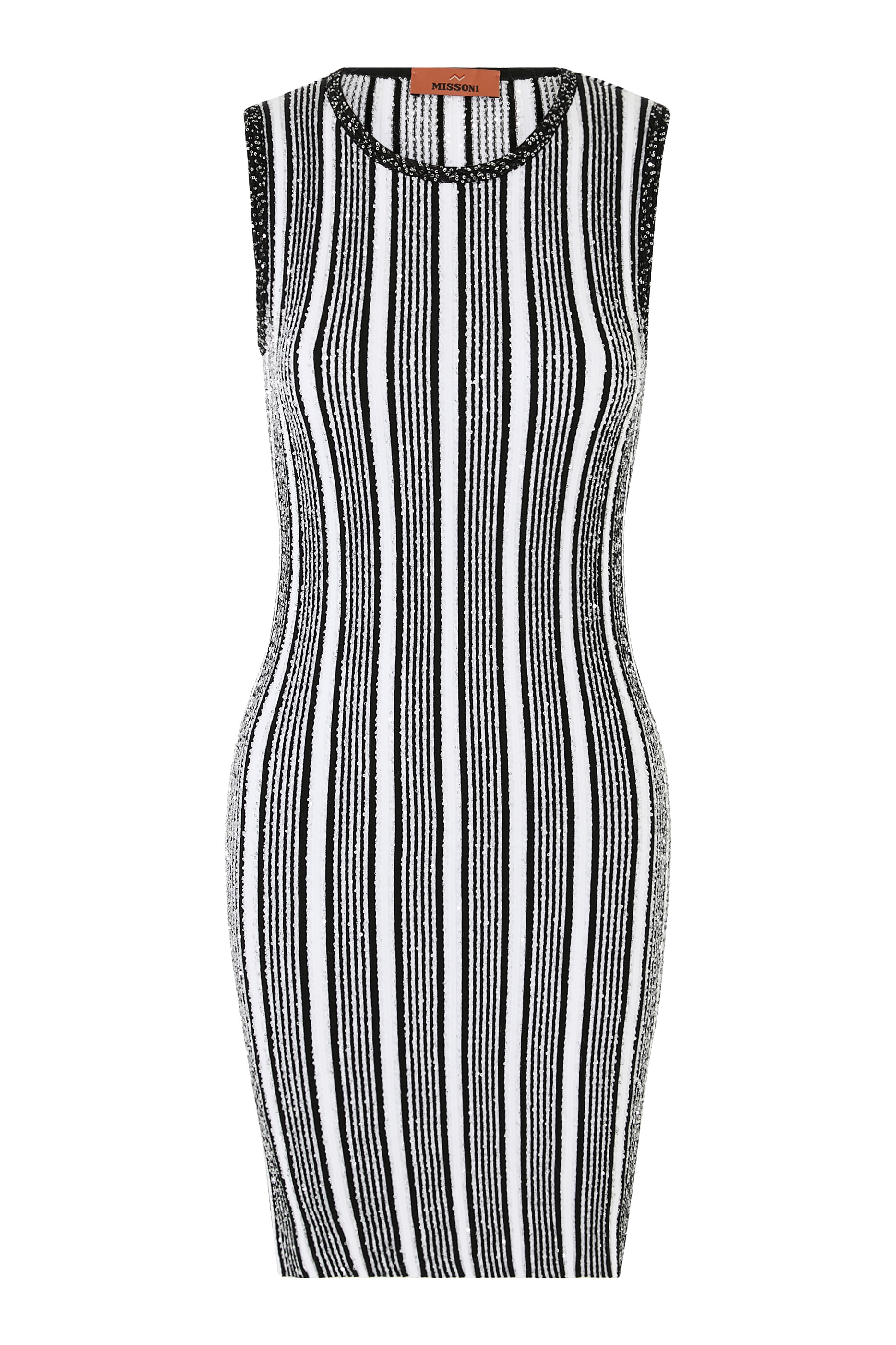 Striped Contrast Sequin Knit Mini Dress