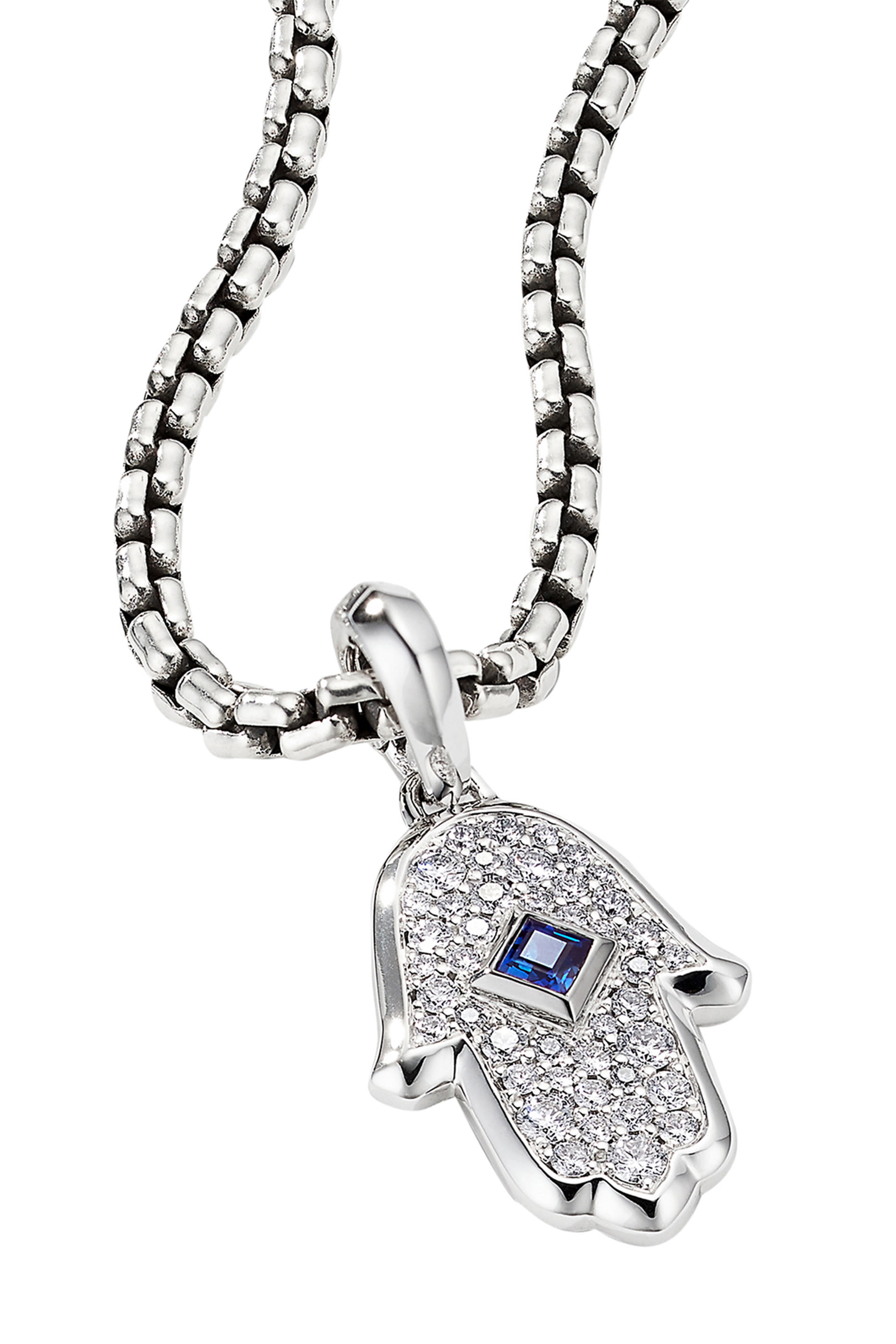 Hamsa Diamond And Sapphire Amulet