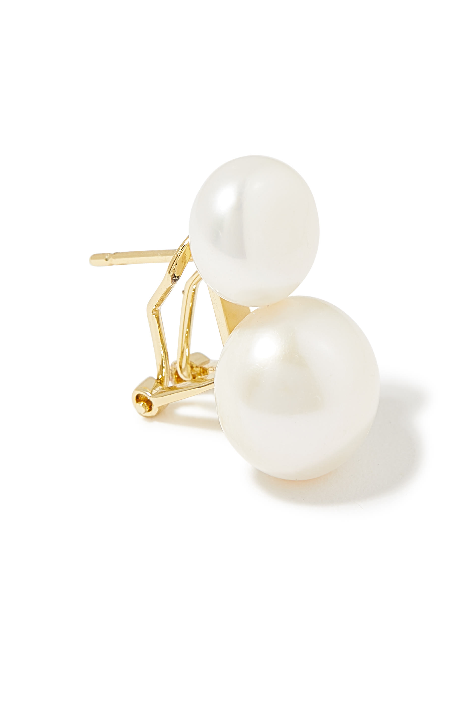 Bianca Pearl Earrings, 14k Vermeil on Sterling Silver & Freshwater Pearl
