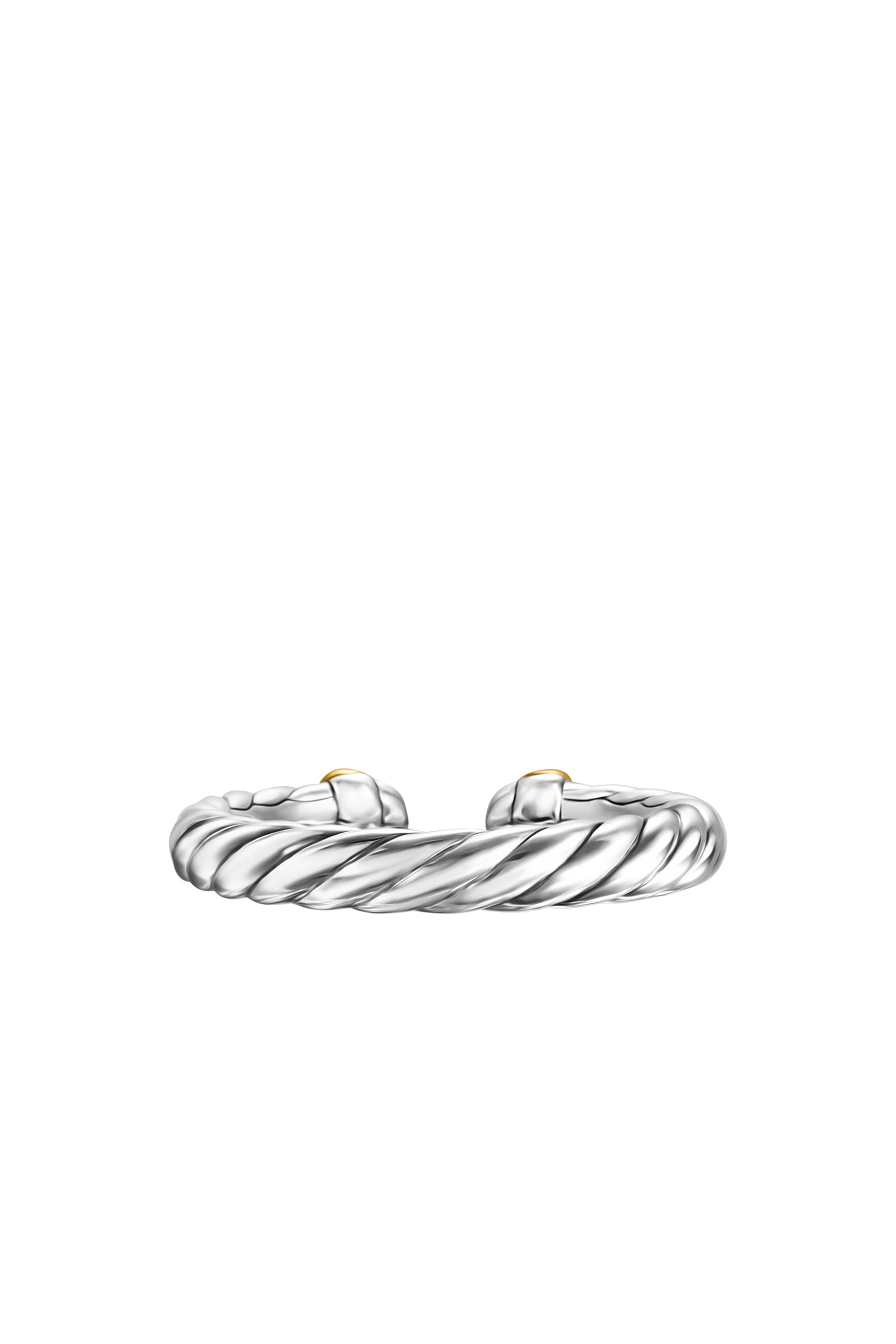 Petite Cable Open Ring,  Sterling Silver with 14K Yellow Gold