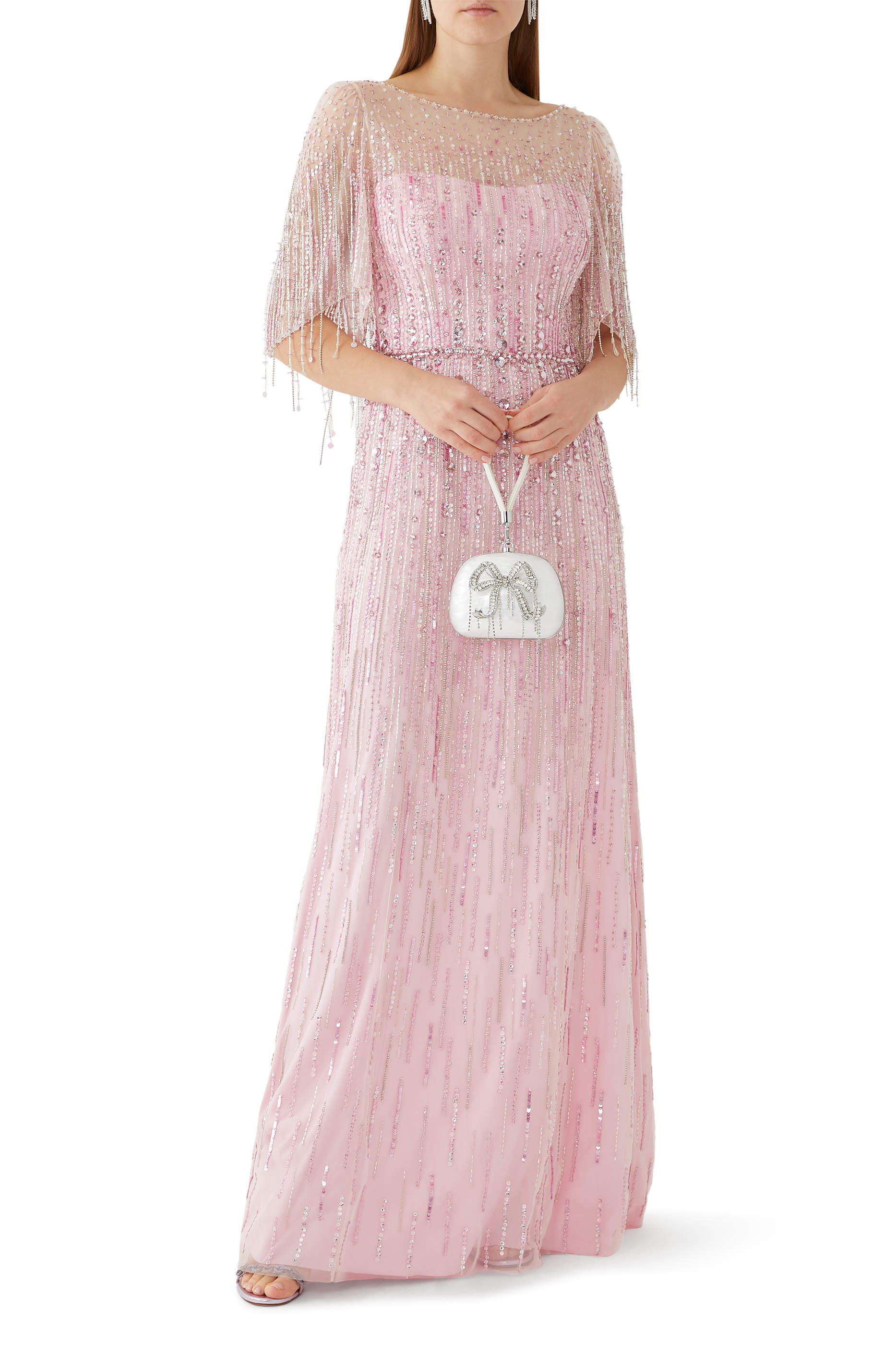 Arda 3/4 Sleeve Embellished Gown