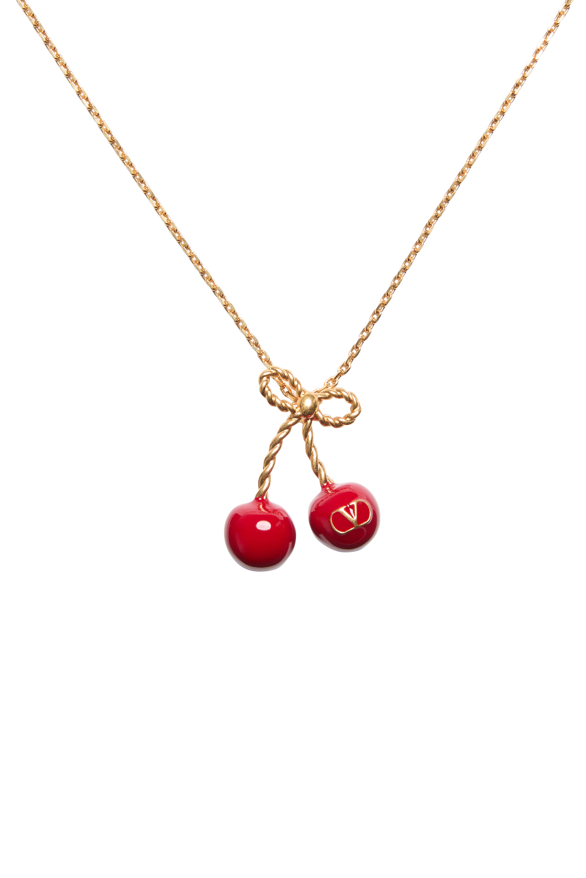 Chez Valentino Cherryfic Metal and Enamel Necklace
