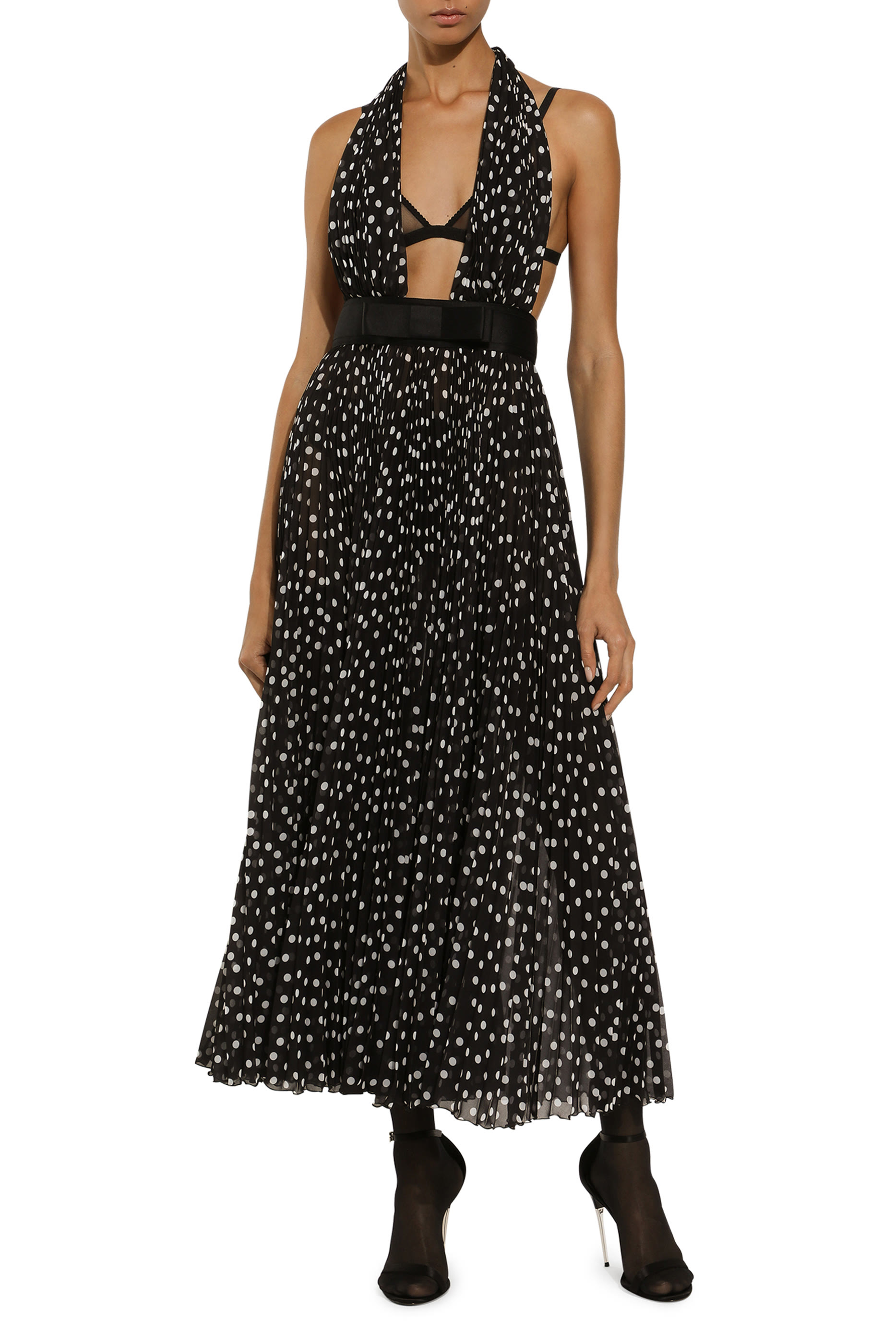 Polka-Dot Chiffon Dress