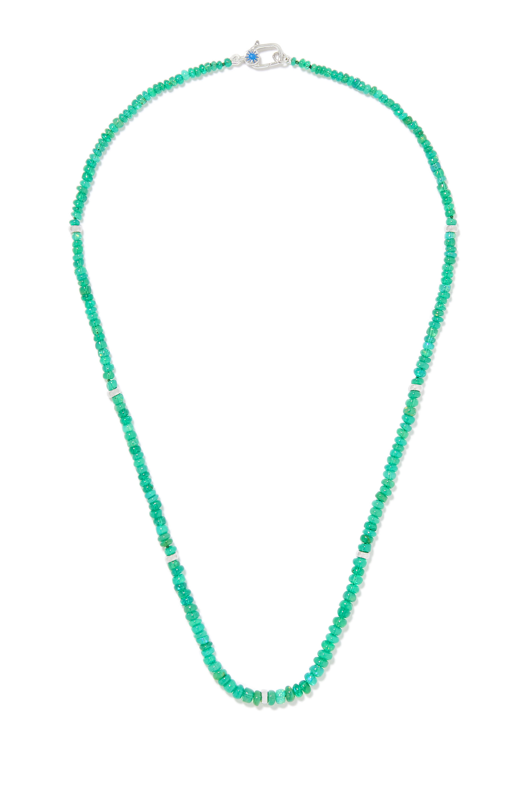 Mystery Beaded Necklace, 14k White Gold & Opals