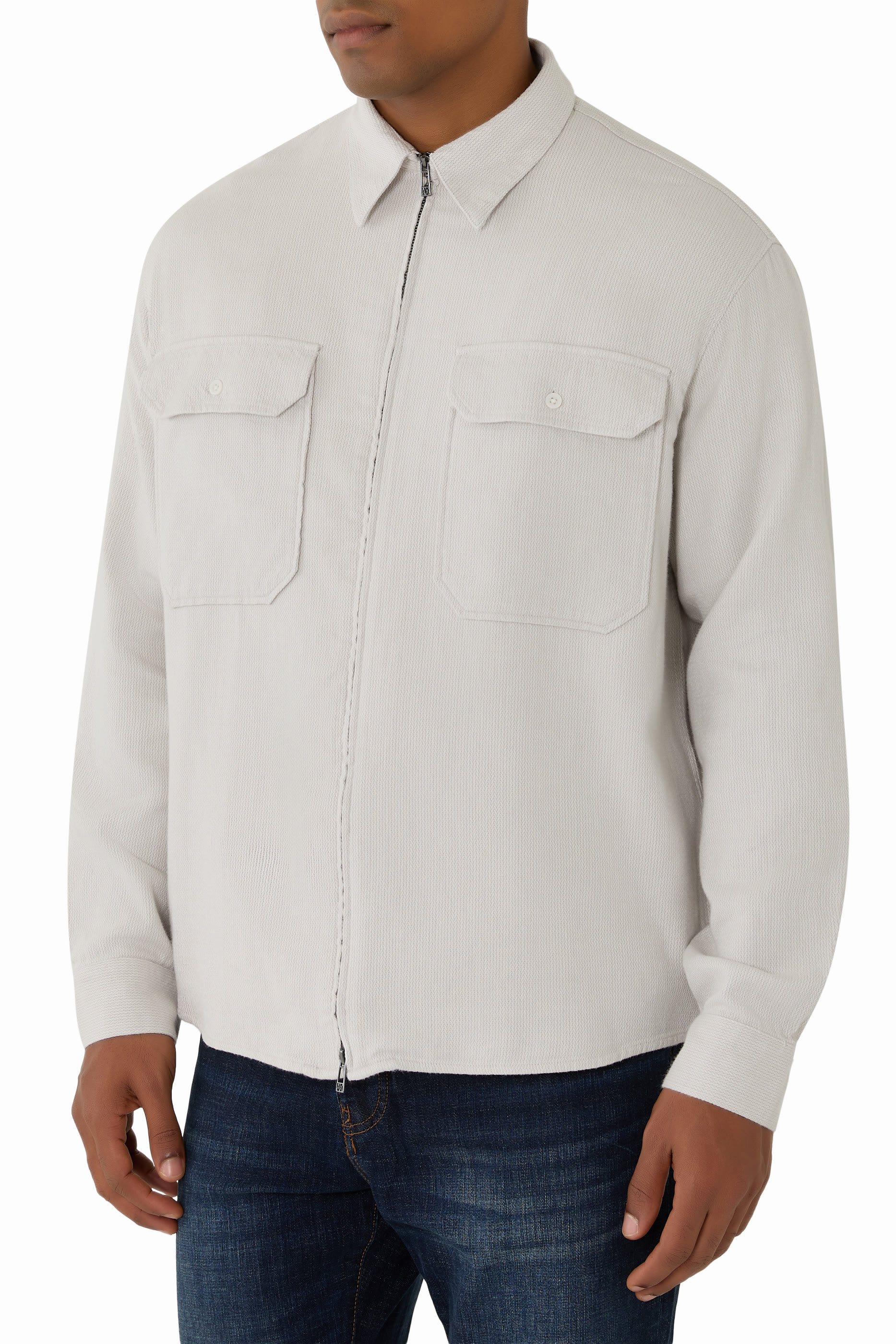 Zip-Up Front Pocket Shirt