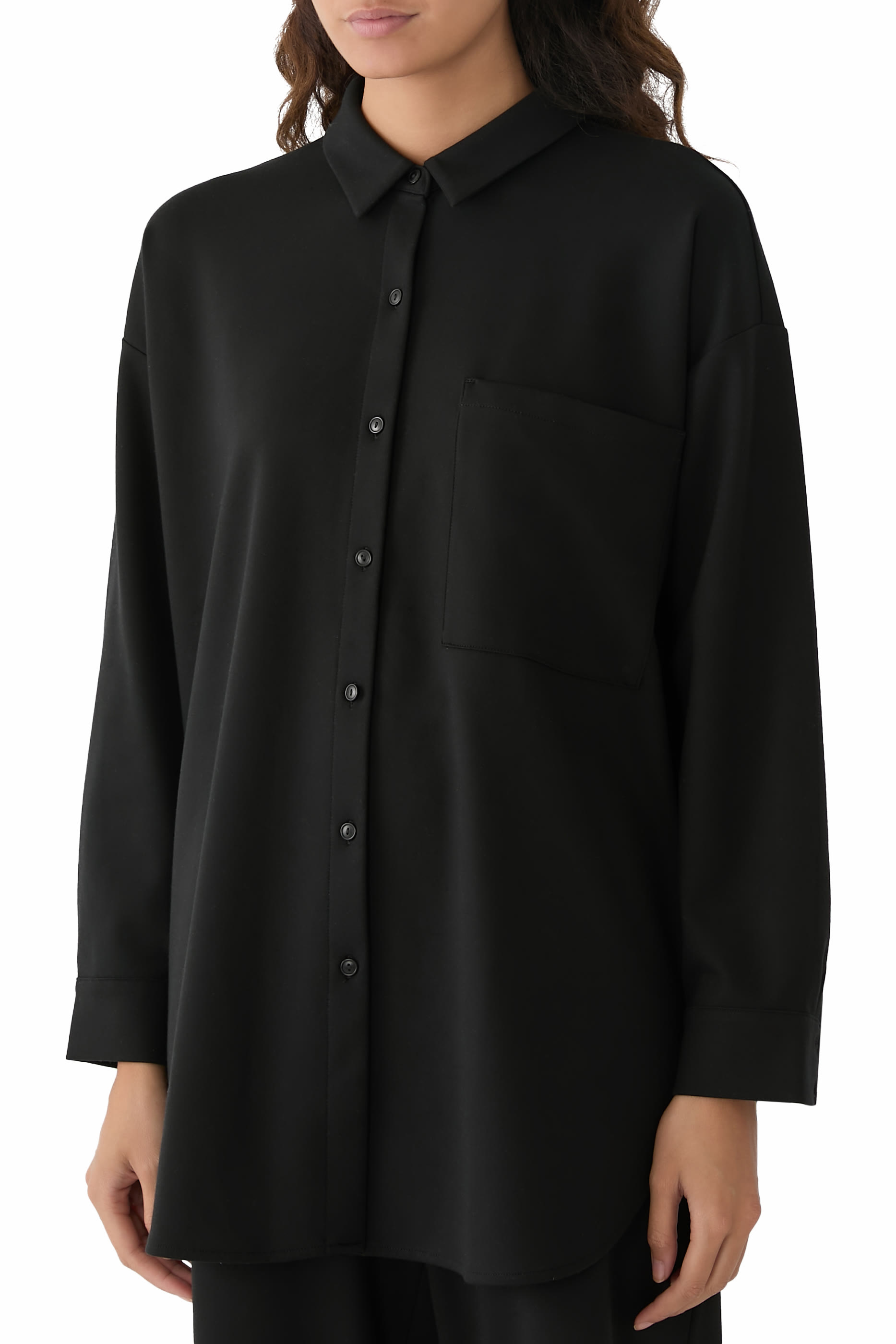 Lightweight Ponte Classic Collar Long Shirt