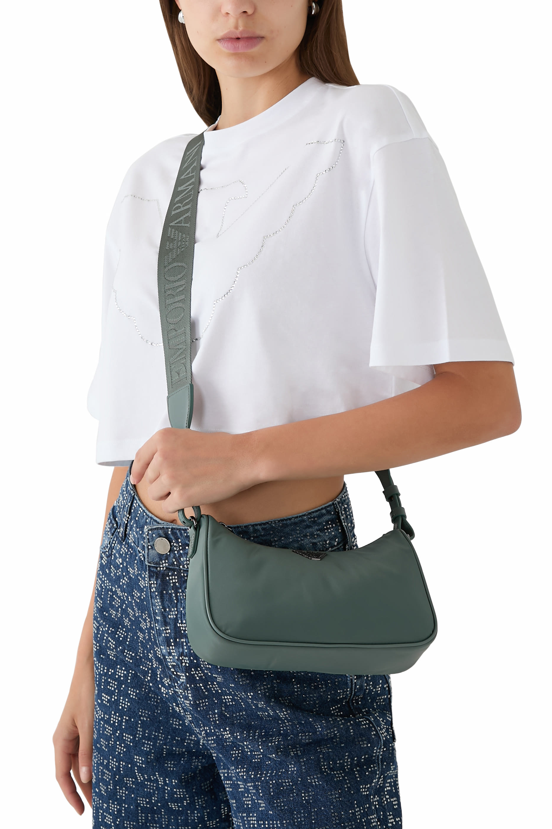 Metal Eagle Logo Crossbody Bag