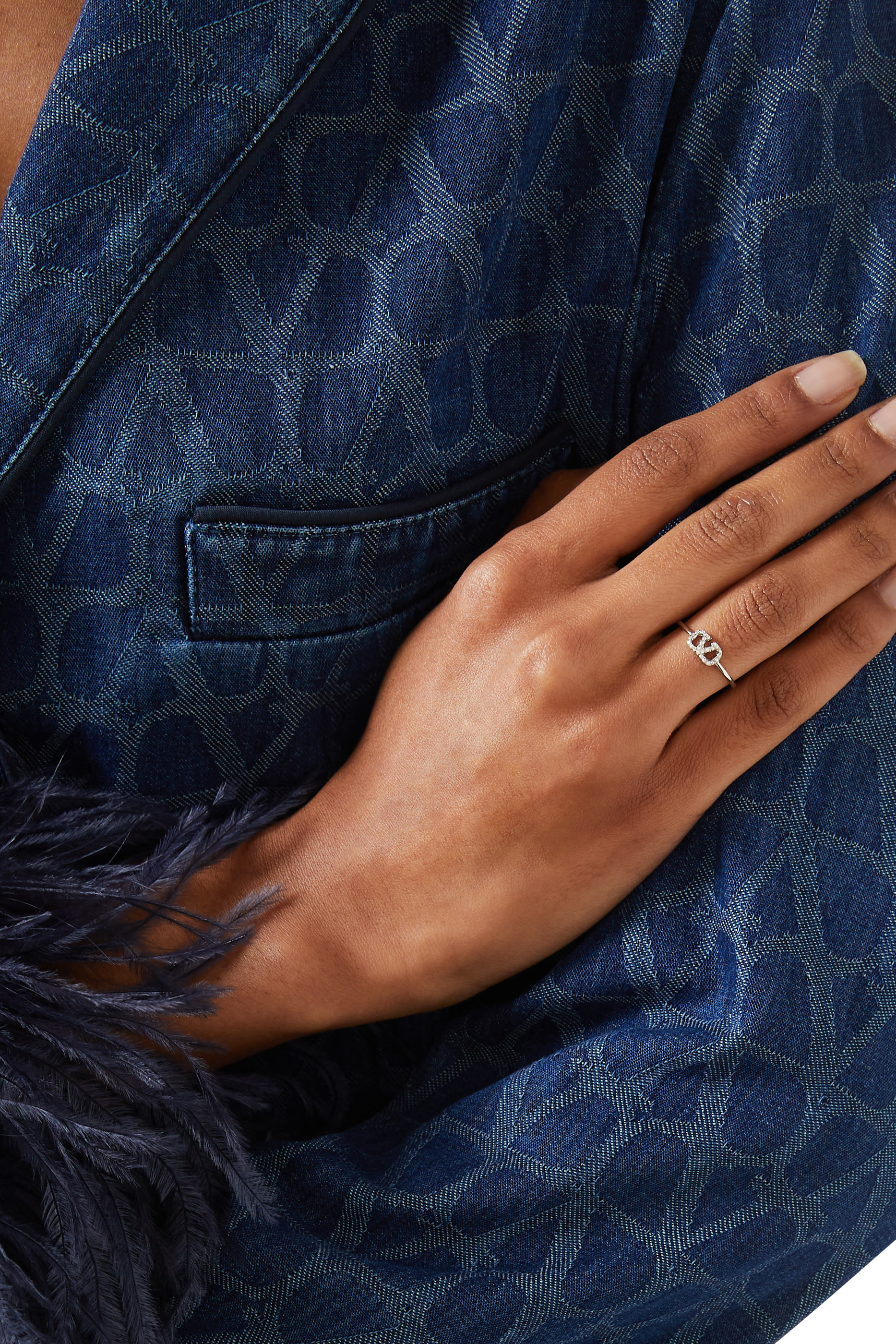 VLogo Signature Metal and Swarovski&reg; Crystal Ring