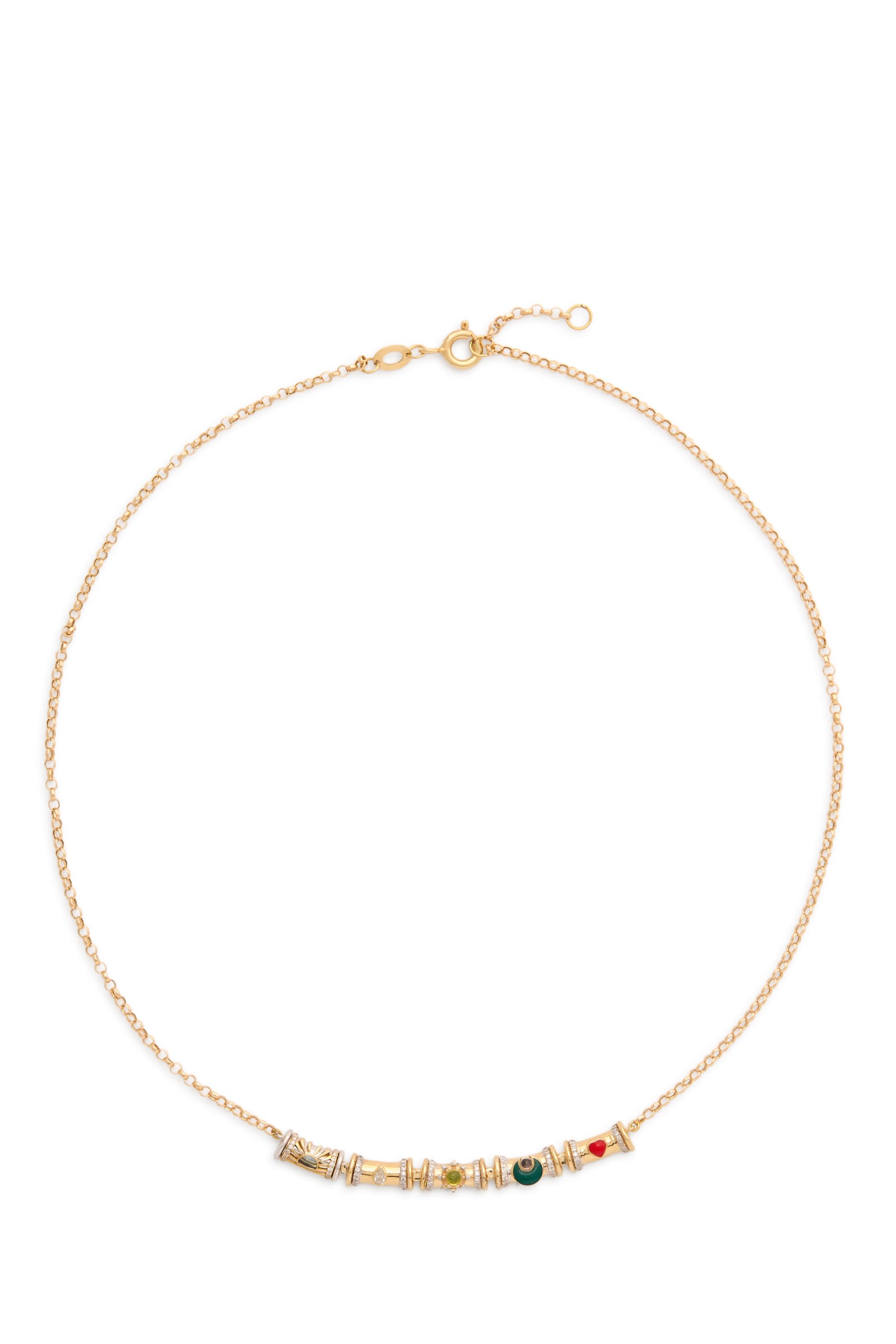 Milky Way Necklace, 18K Yellow Gold with Precious Stones
