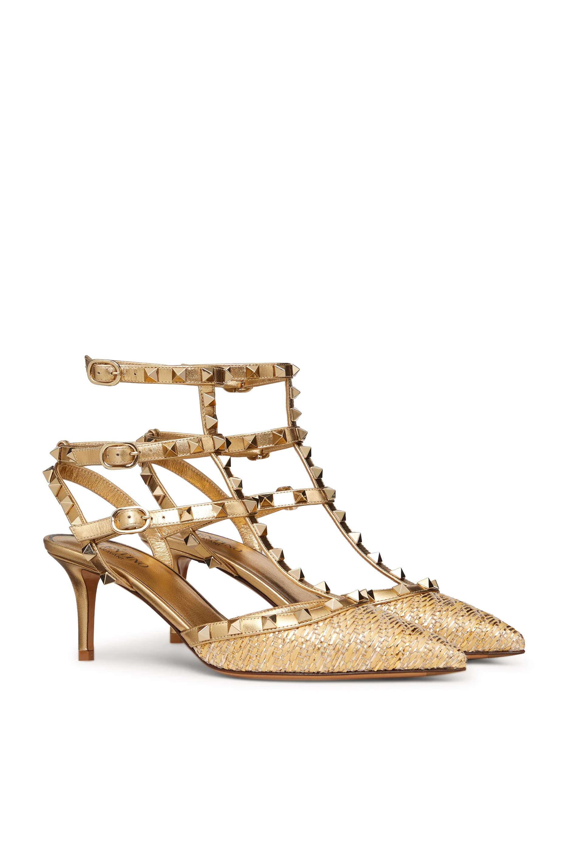 Valentino Garavani Rockstud 100 Raffia Pumps