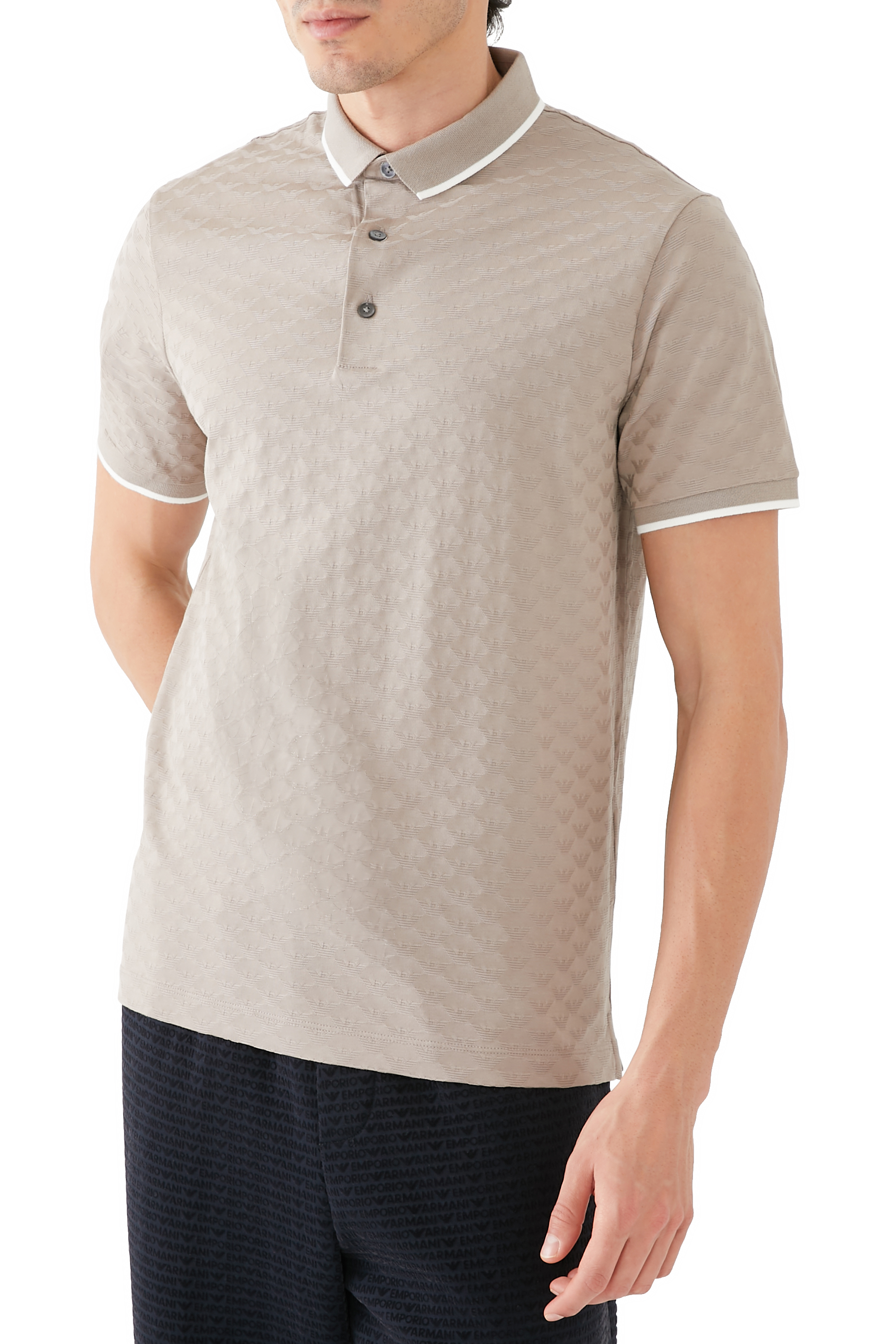 All-Over Jacquard Eagle Mercerised Jersey Polo Shirt
