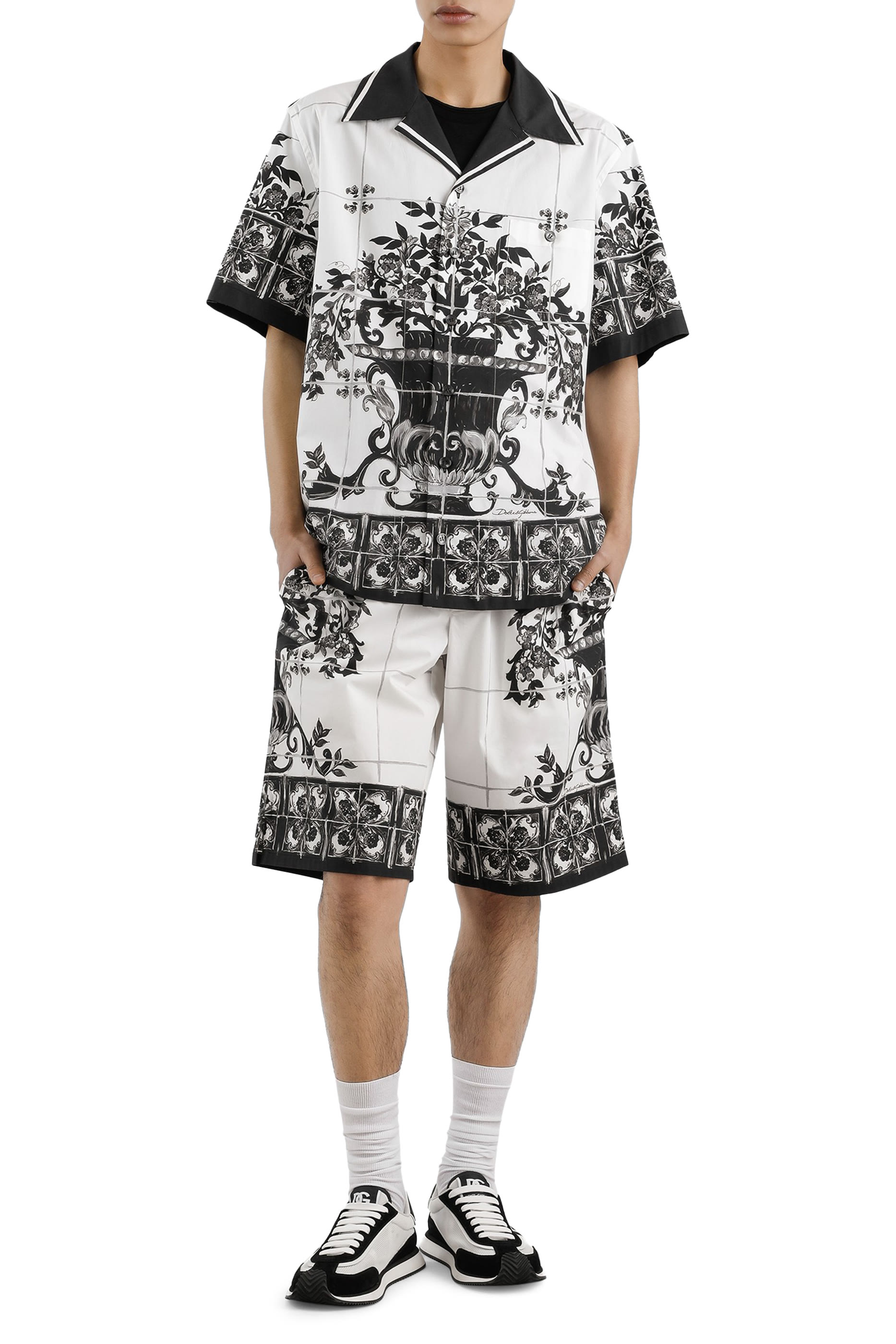 Majolica-Print Poplin Hawaii Shirt