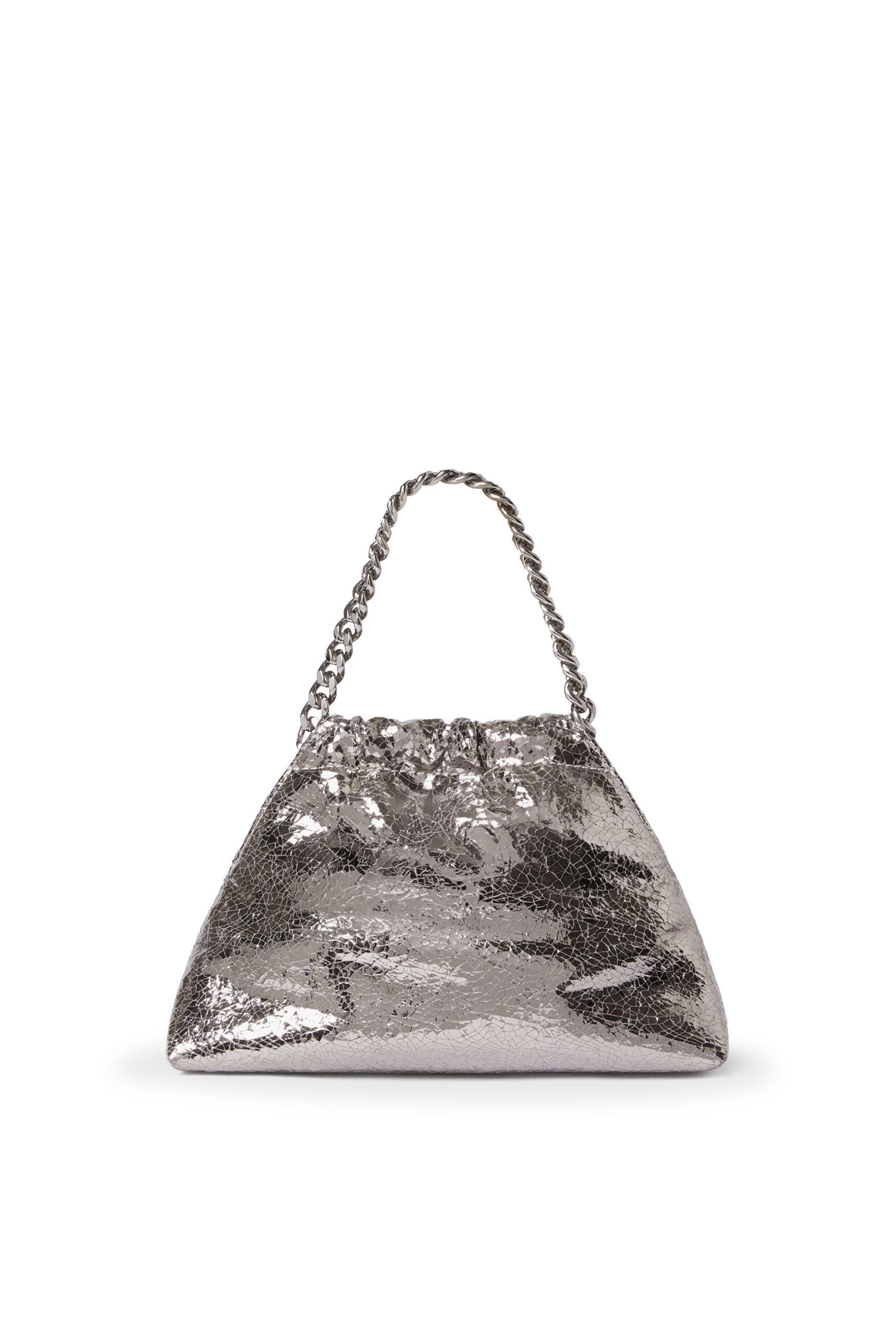 Falabella Cracked Metallic Drawstring Crossbody Bag