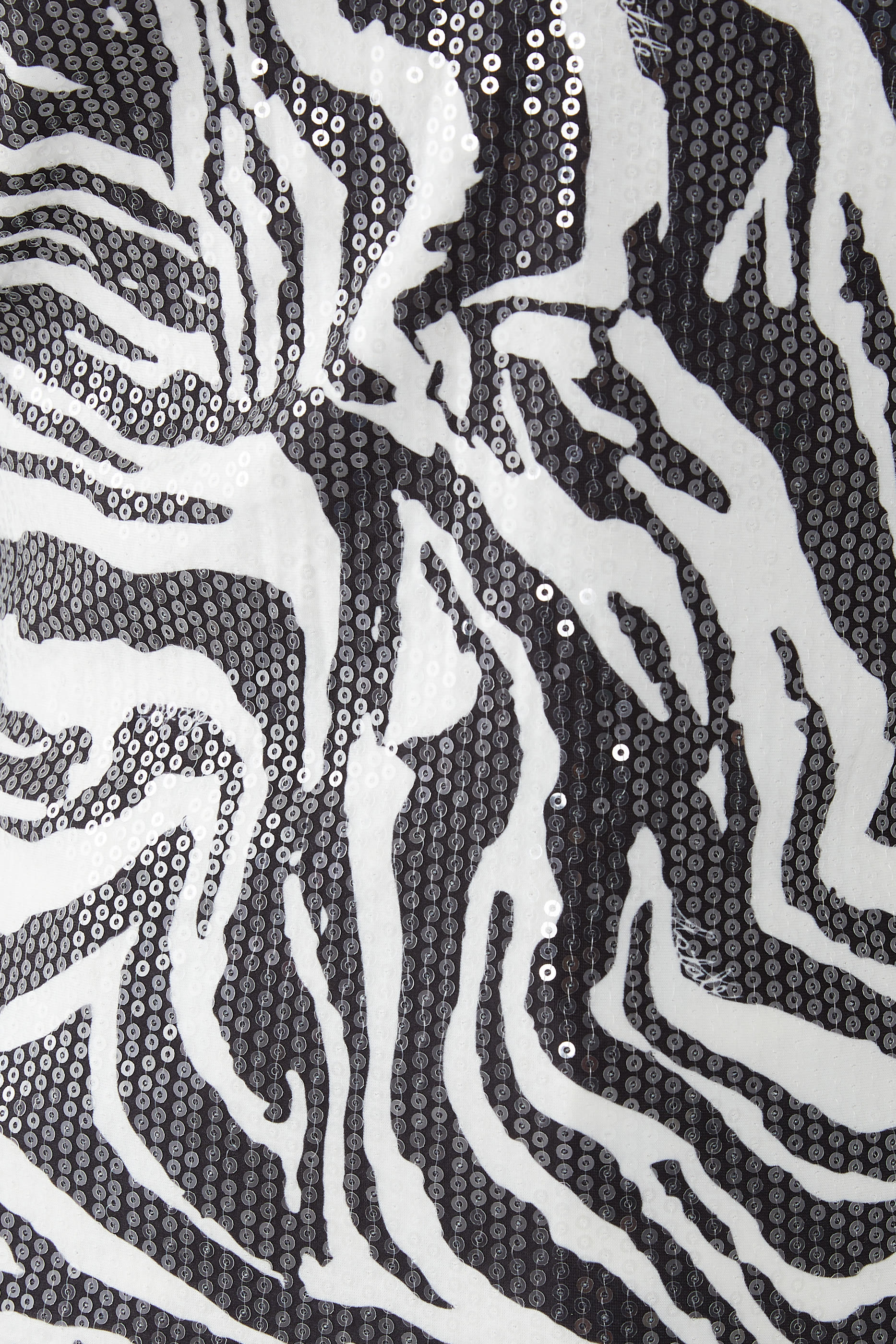 Zebra-Print Sequins Long Sleeves T-Shirt