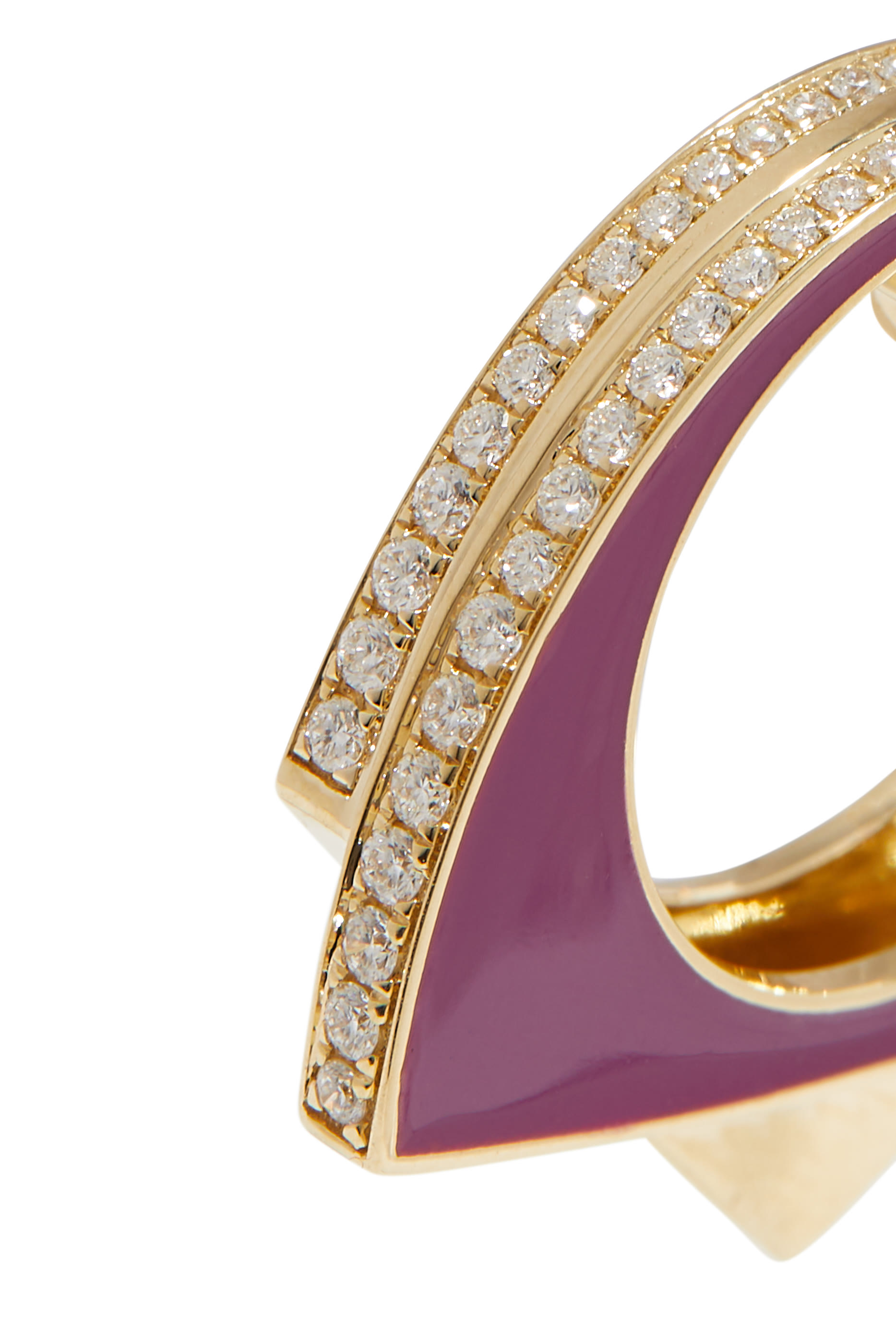 Handcuff Single Hoop Earring, 9k Yellow Gold, Diamonds & Enamel